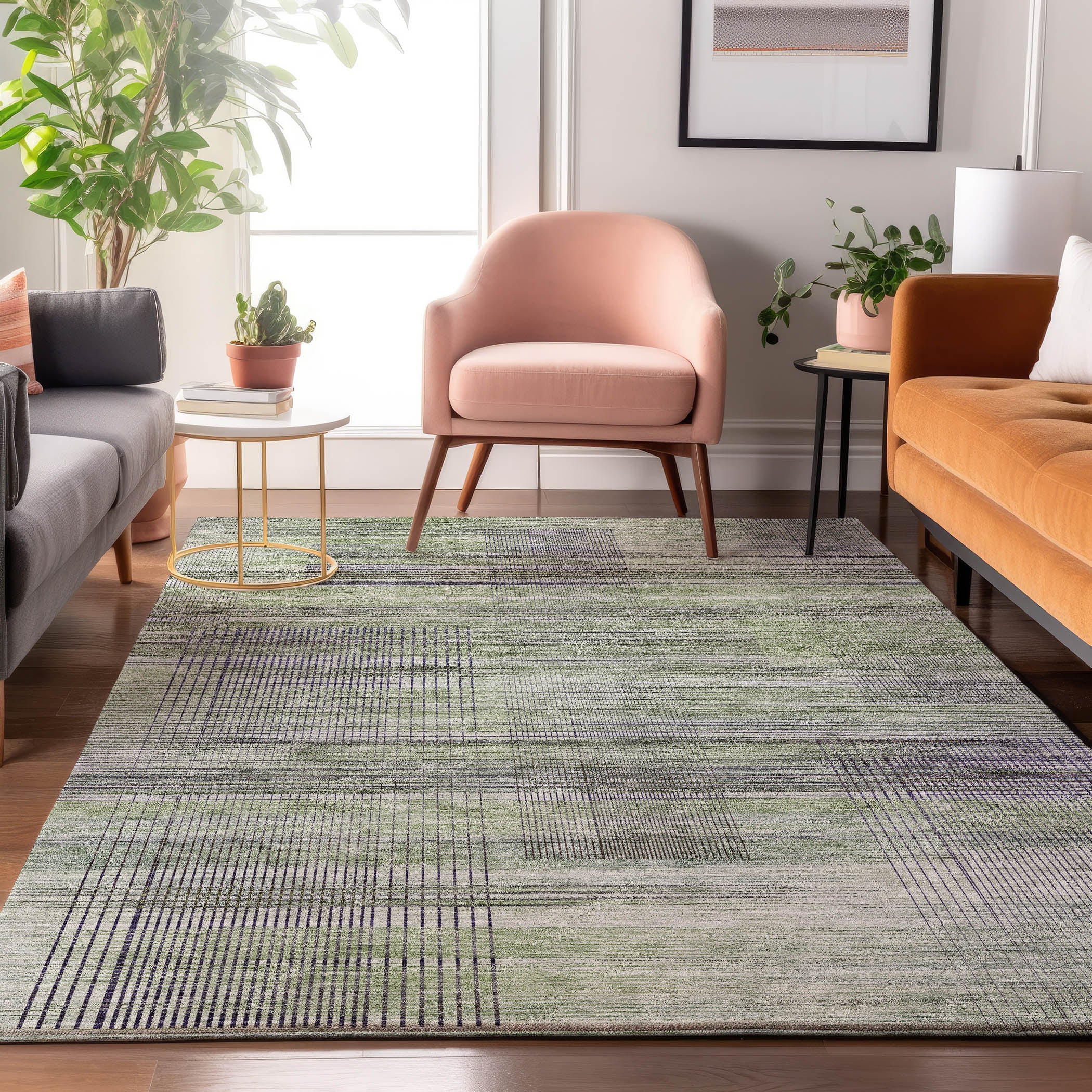 Prague Machine Washable Transitional Aloe Green Rug 2'6" x 3'10" #shape_Rectangle