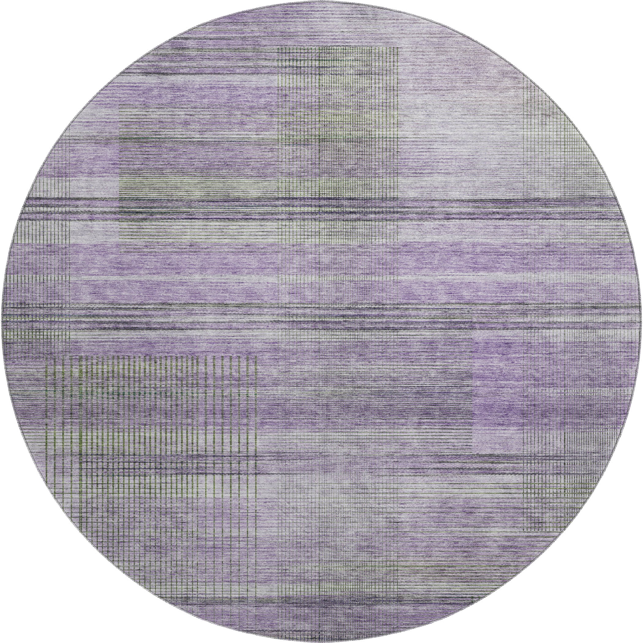 Prague Machine Washable Transitional Purple Rug 8' x 8' #shape_Round