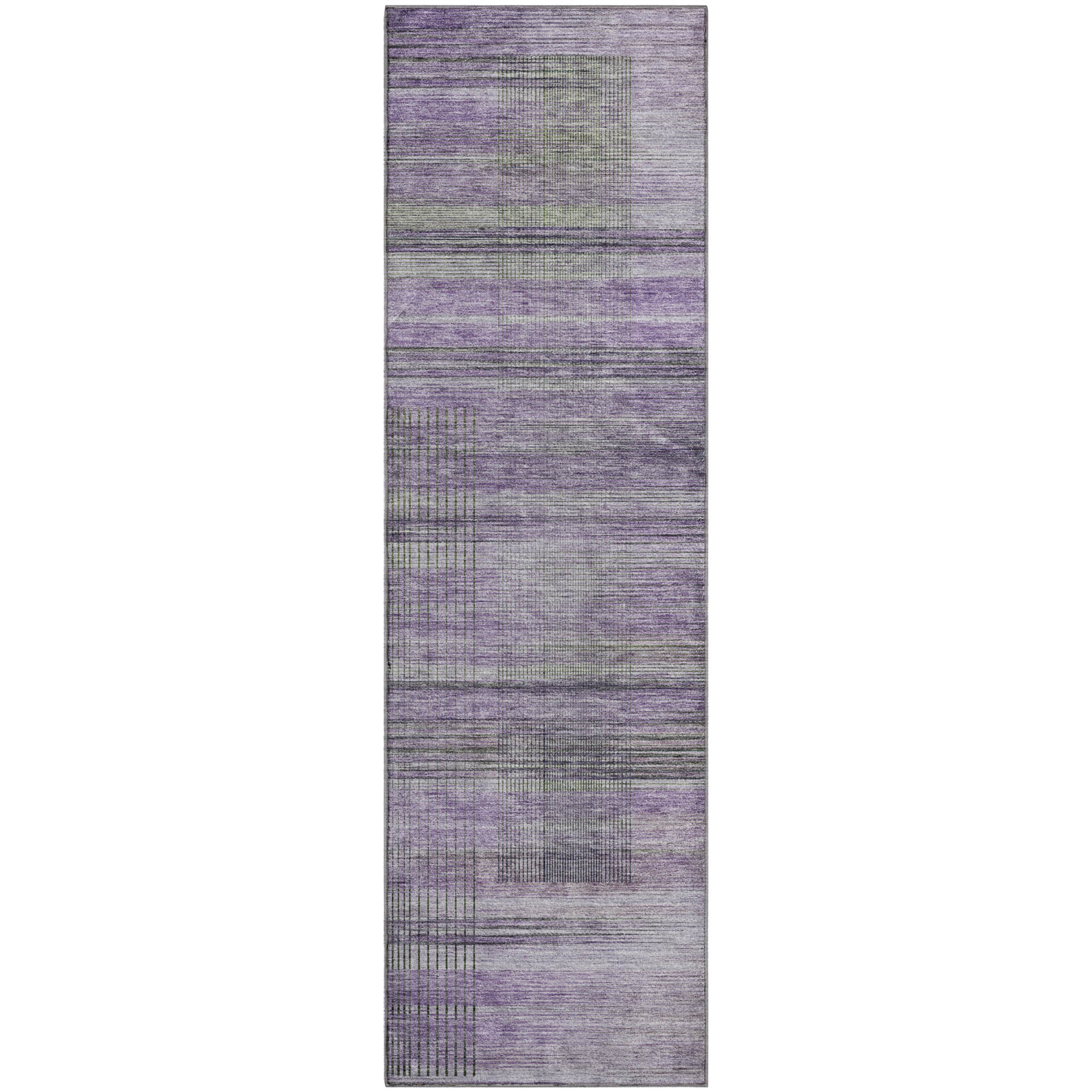 Prague Machine Washable Transitional Purple Rug 2'3" x 7'6" #shape_Runner