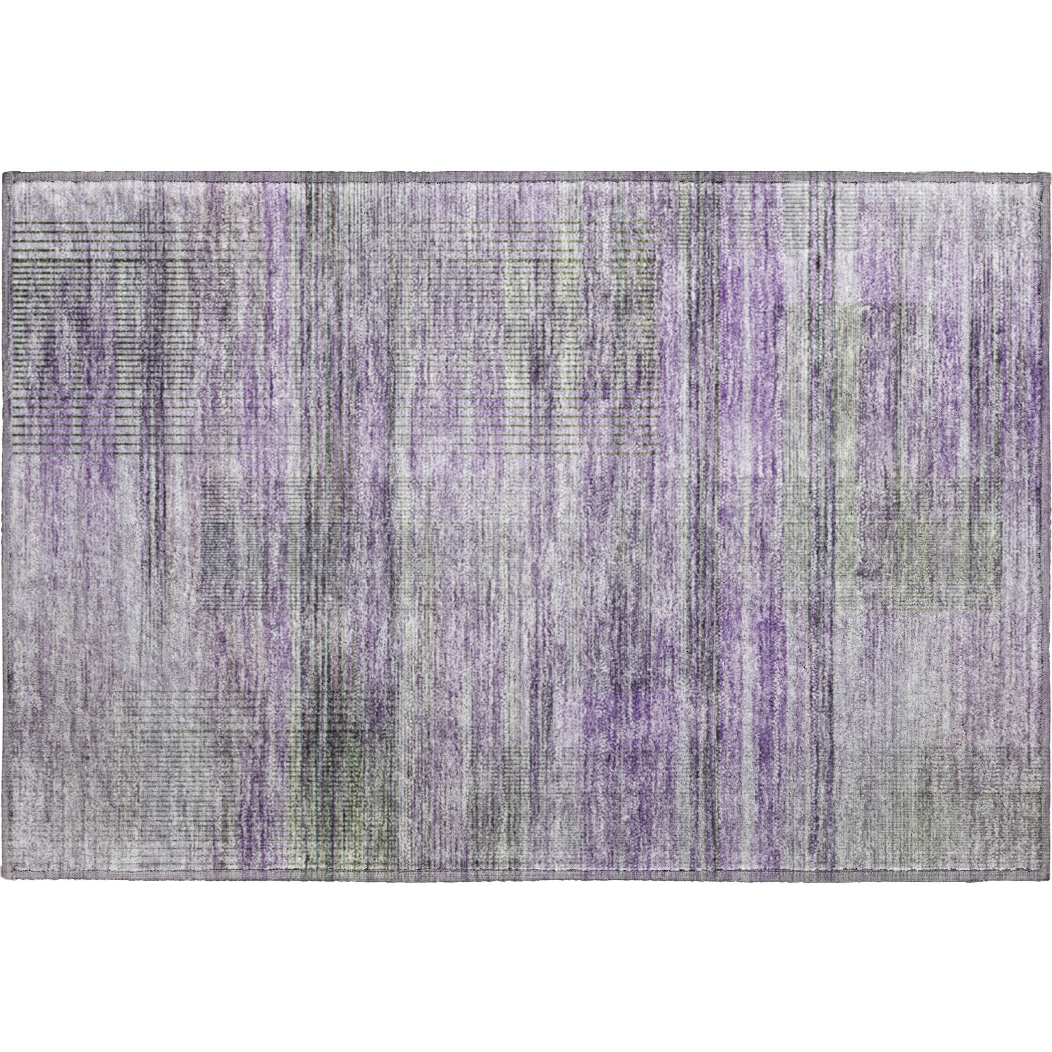 Prague Machine Washable Transitional Purple Rug 1'8" x 2'6" #shape_Rectangle
