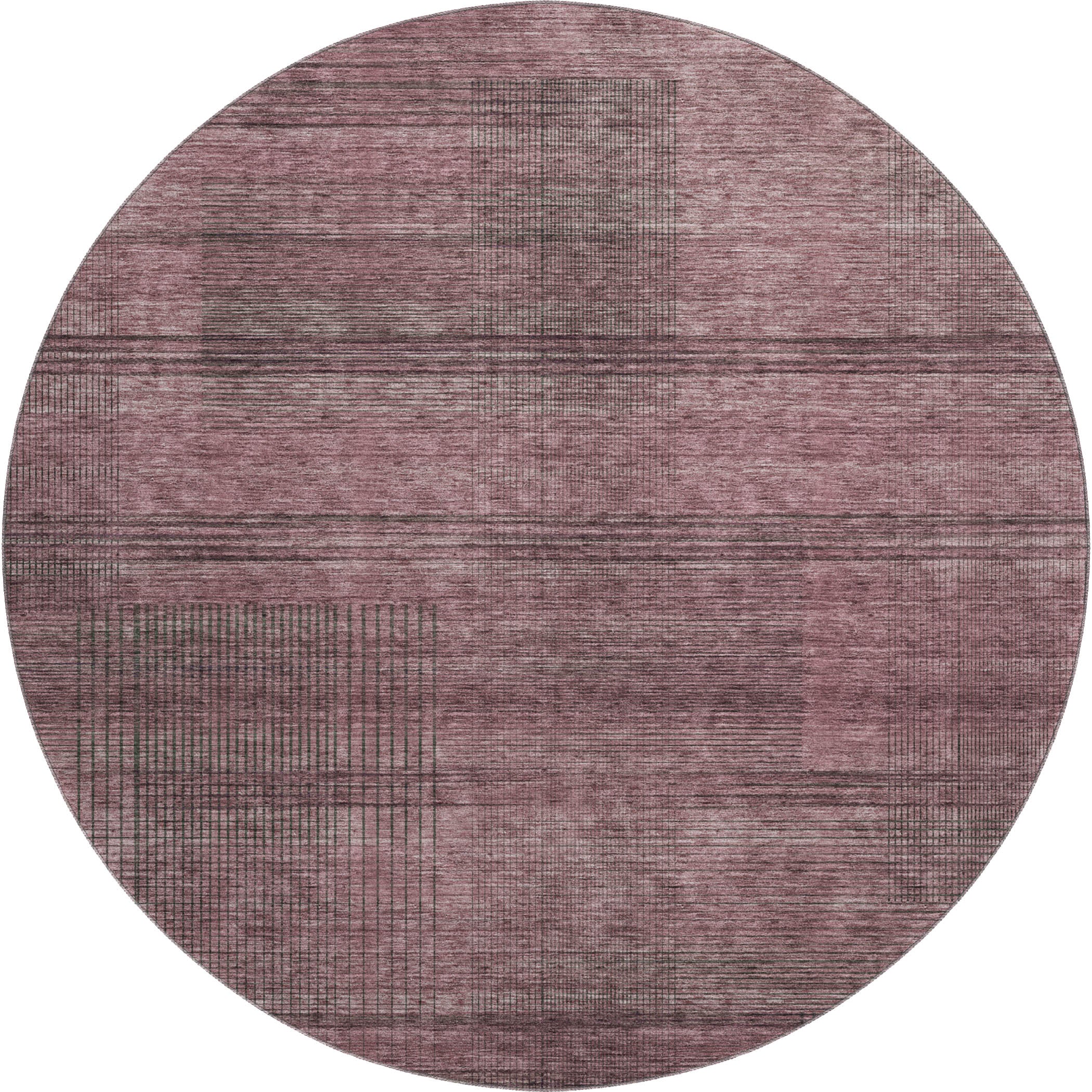 Porto Machine Washable Transitional Merlot Red Rug 8' x 8' #shape_Round