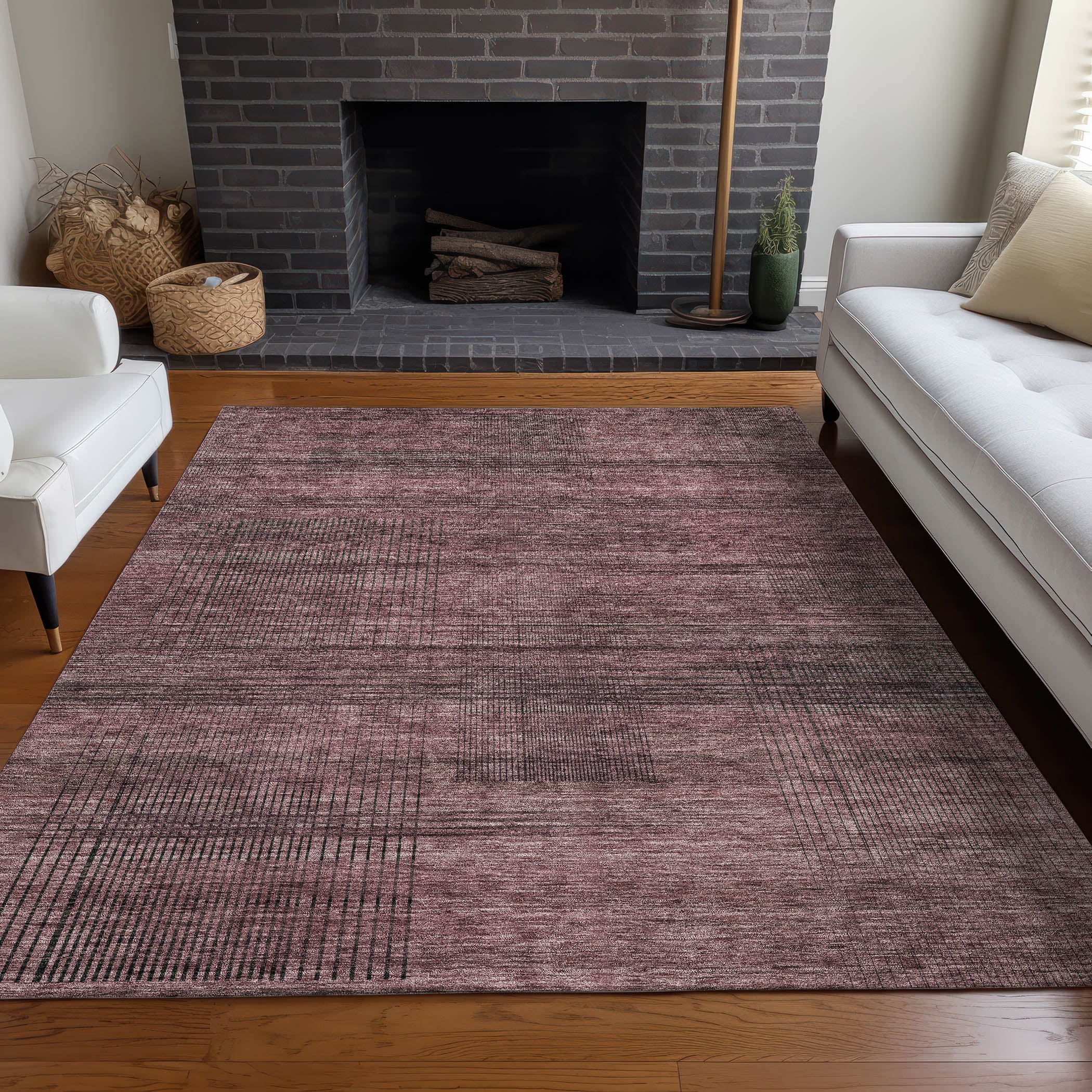 Porto Machine Washable Transitional Merlot Red Rug 2'6" x 3'10" #shape_Rectangle