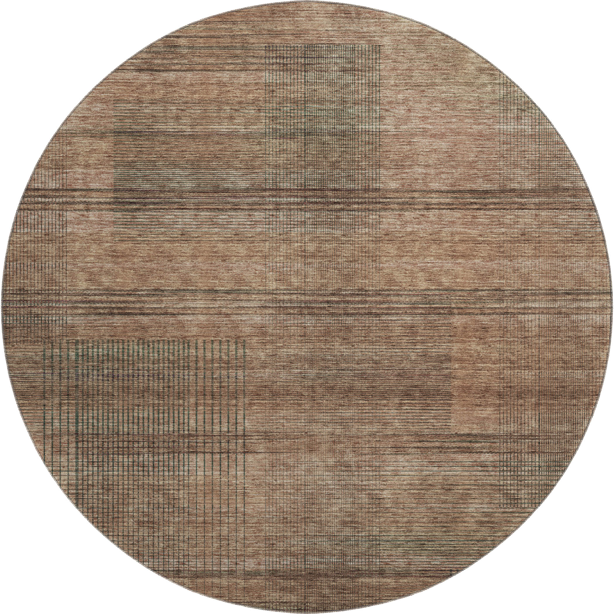 Porto Machine Washable Transitional Paprika Orange Rug 8' x 8' #shape_Round