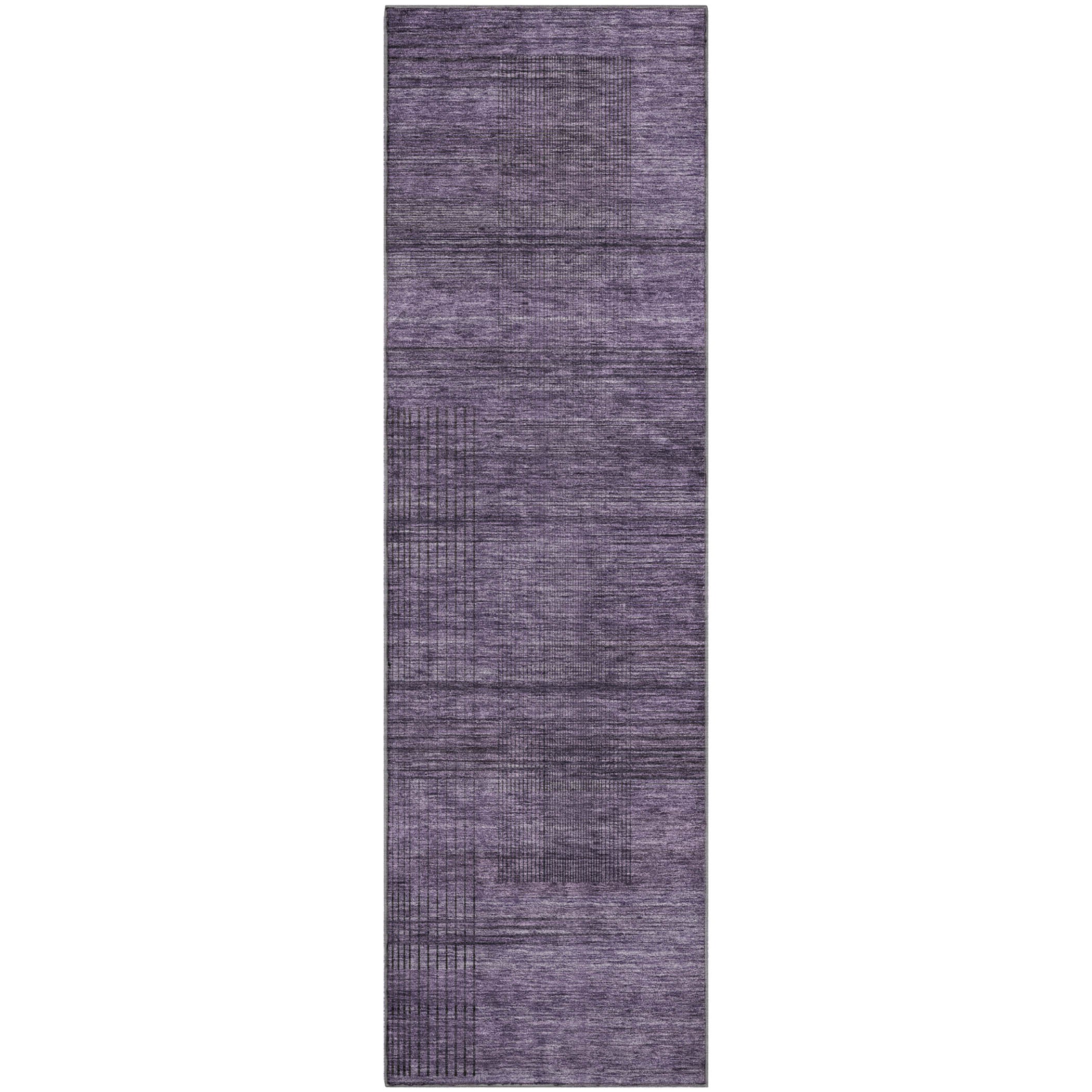 Porto Machine Washable Transitional Plum Purple Rug 2'3" x 7'6" #shape_Runner