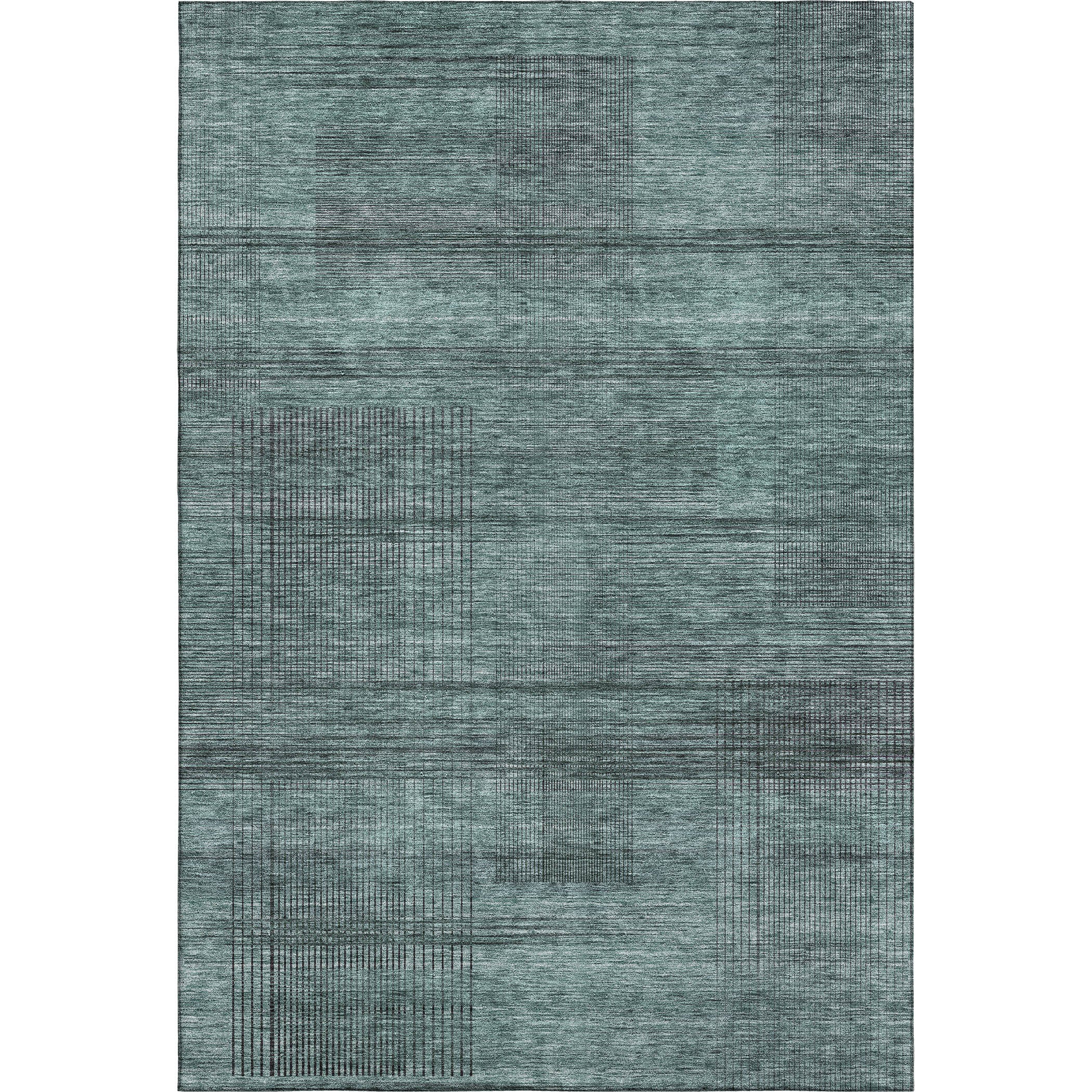 Porto Machine Washable Transitional Teal Rug 2'6" x 3'10" #shape_Rectangle