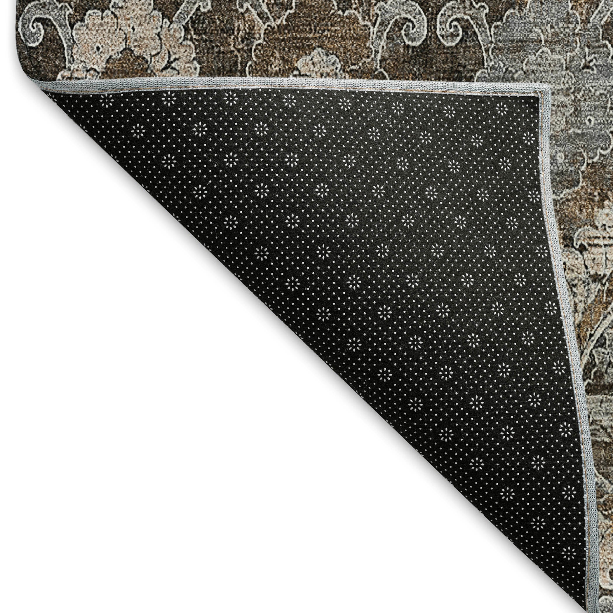 Seoul Machine Washable Transitional Chocolate Brown Rug 1'8" x 2'6" #shape_Rectangle