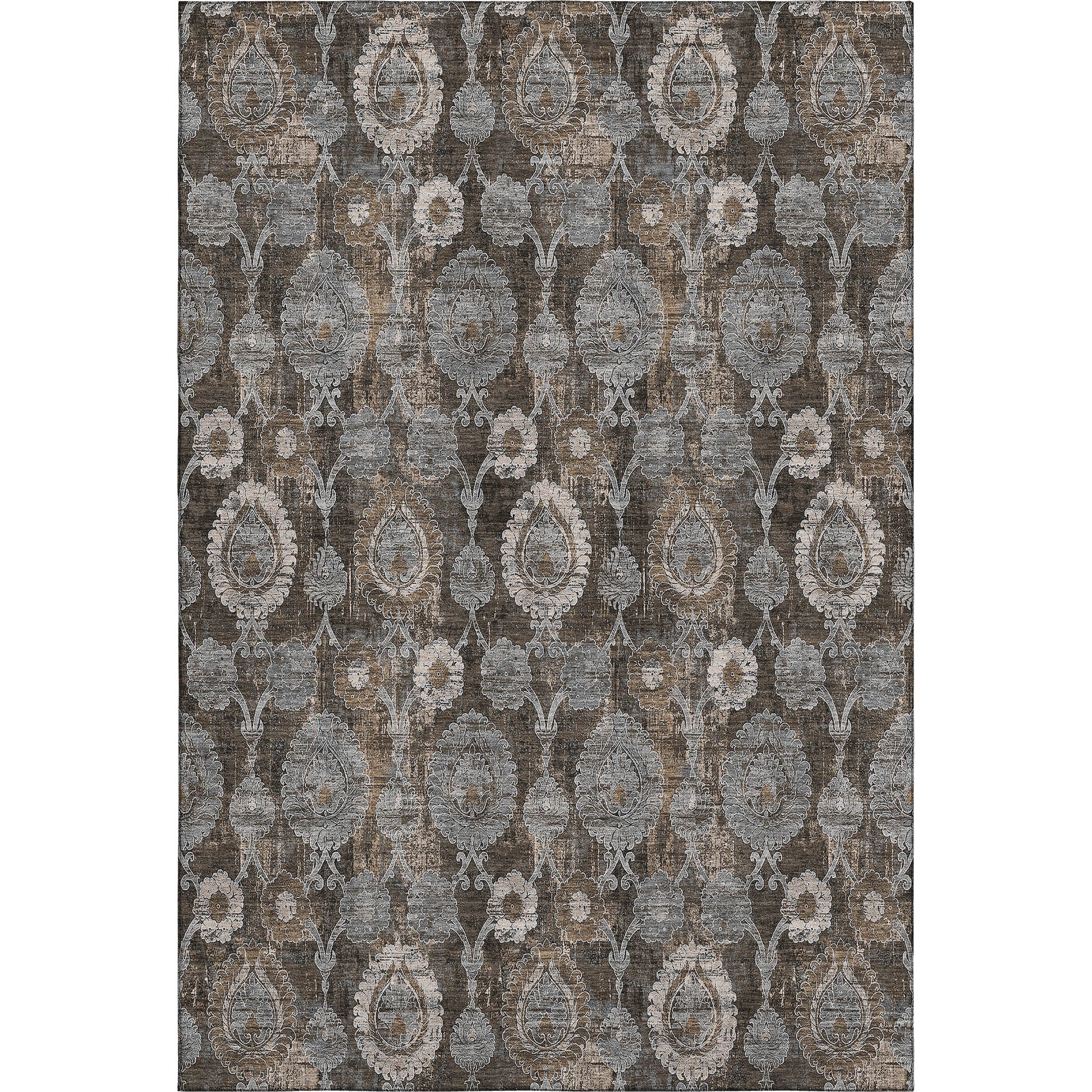 Seoul Machine Washable Transitional Chocolate Brown Rug 2'6" x 3'10" #shape_Rectangle