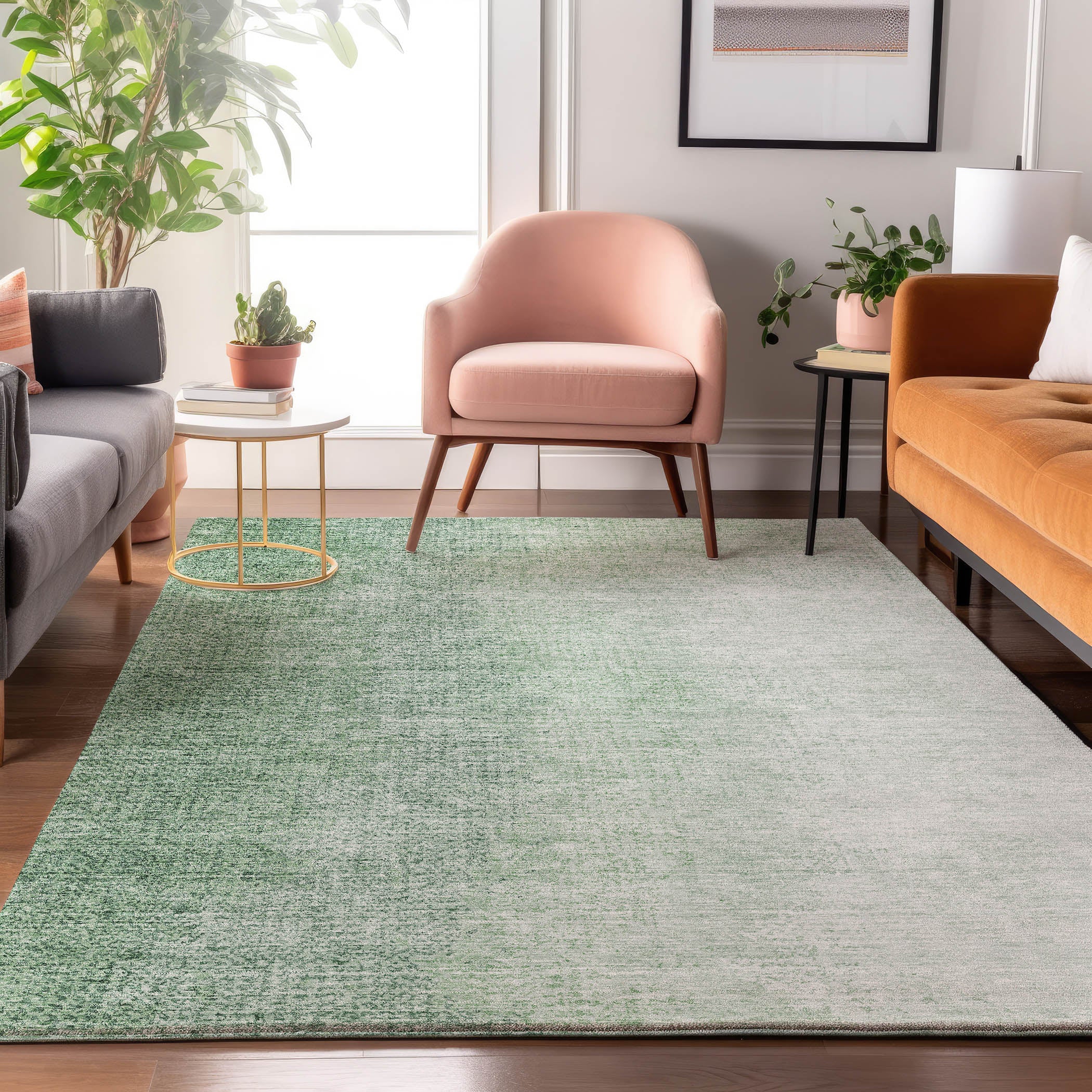 Mostar Machine Washable Transitional Green Rug 2'6" x 3'10" #shape_Rectangle