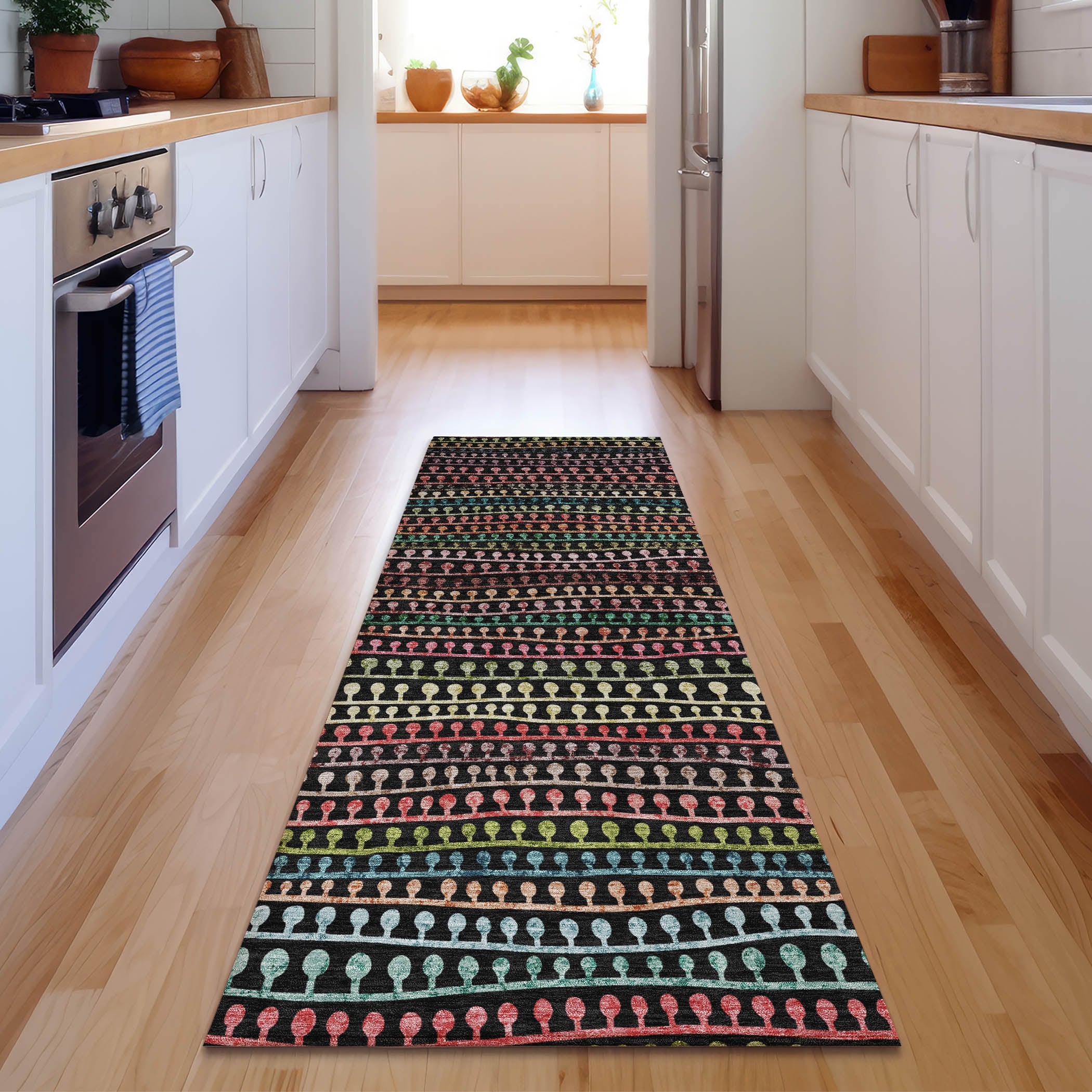Nairobi Machine Washable Transitional Black Rug 2'3" x 7'6" #shape_Runner