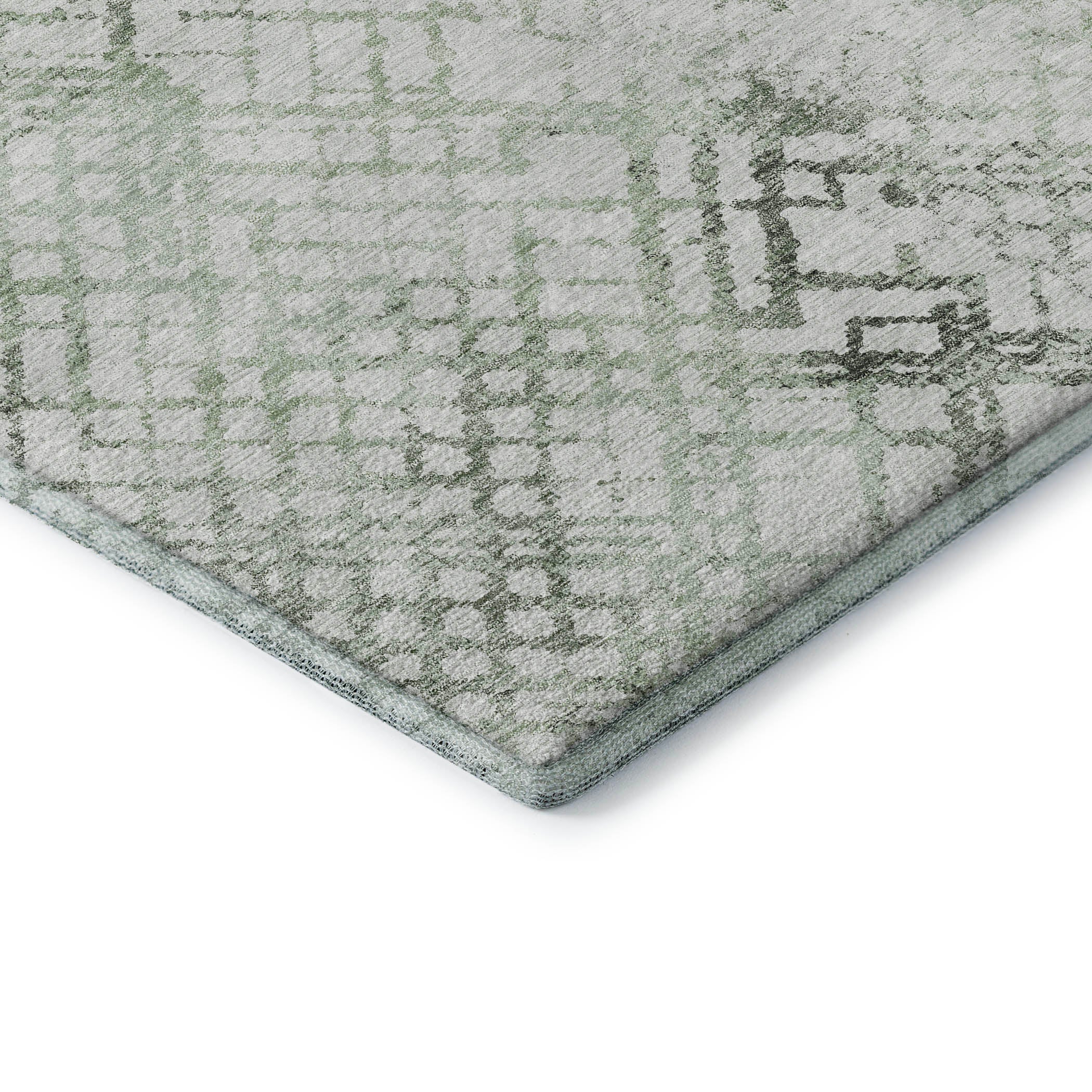 Prague Machine Washable Transitional Green Rug 1'8" x 2'6" #shape_Rectangle