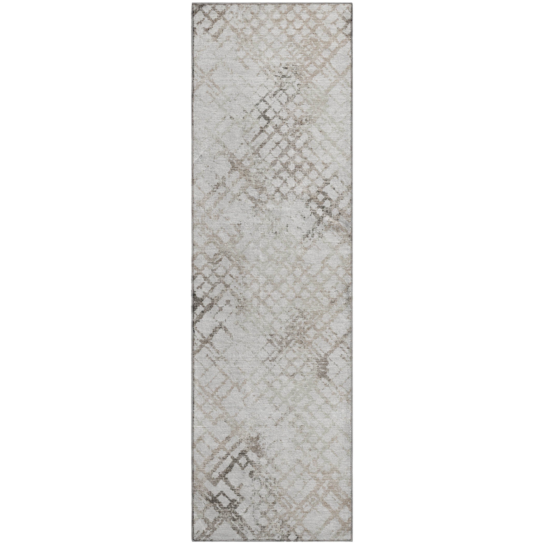 Prague Machine Washable Transitional Taupe Brown Rug 2'3" x 7'6" #shape_Runner