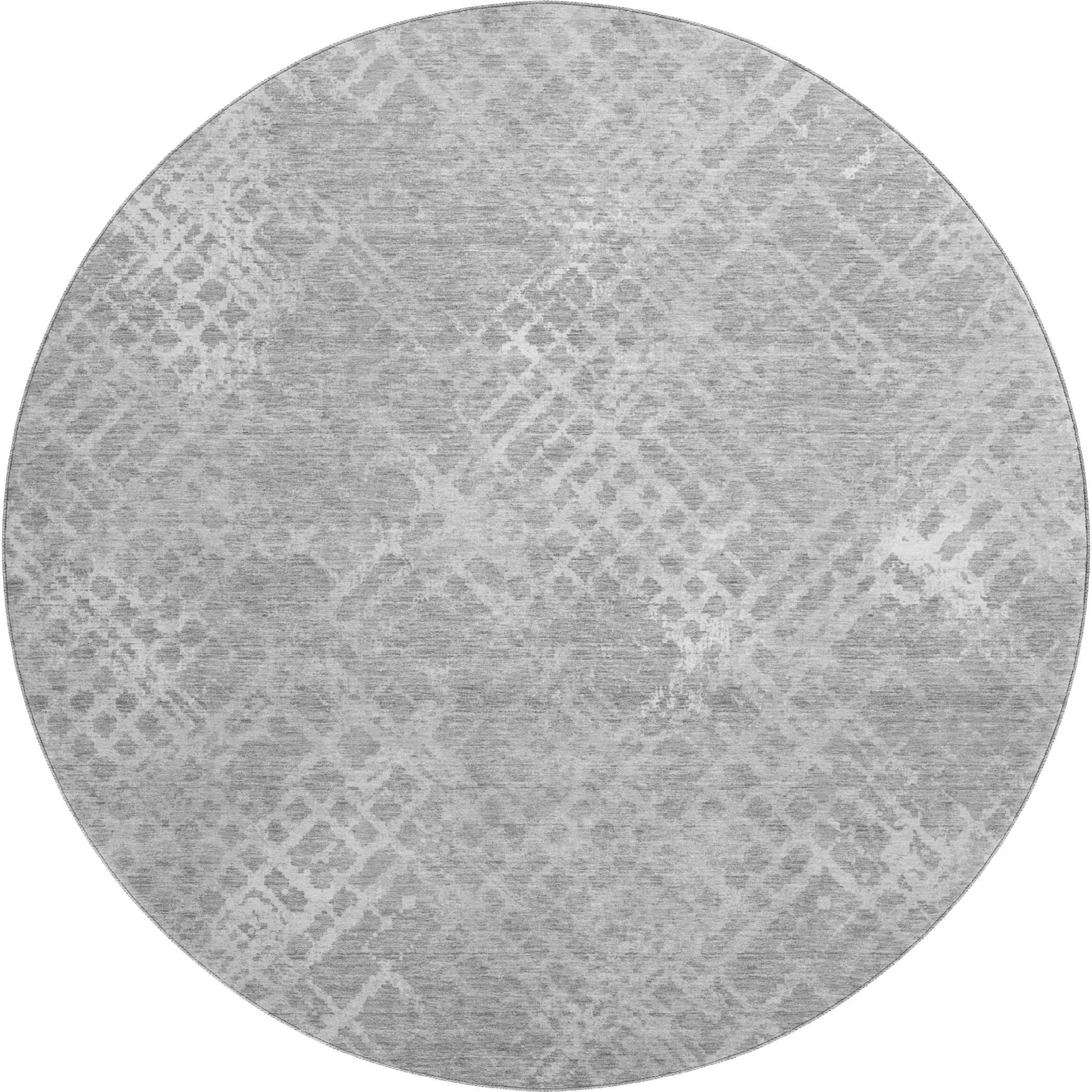 Tallinn Machine Washable Transitional Gray Rug 8' x 8' #shape_Round