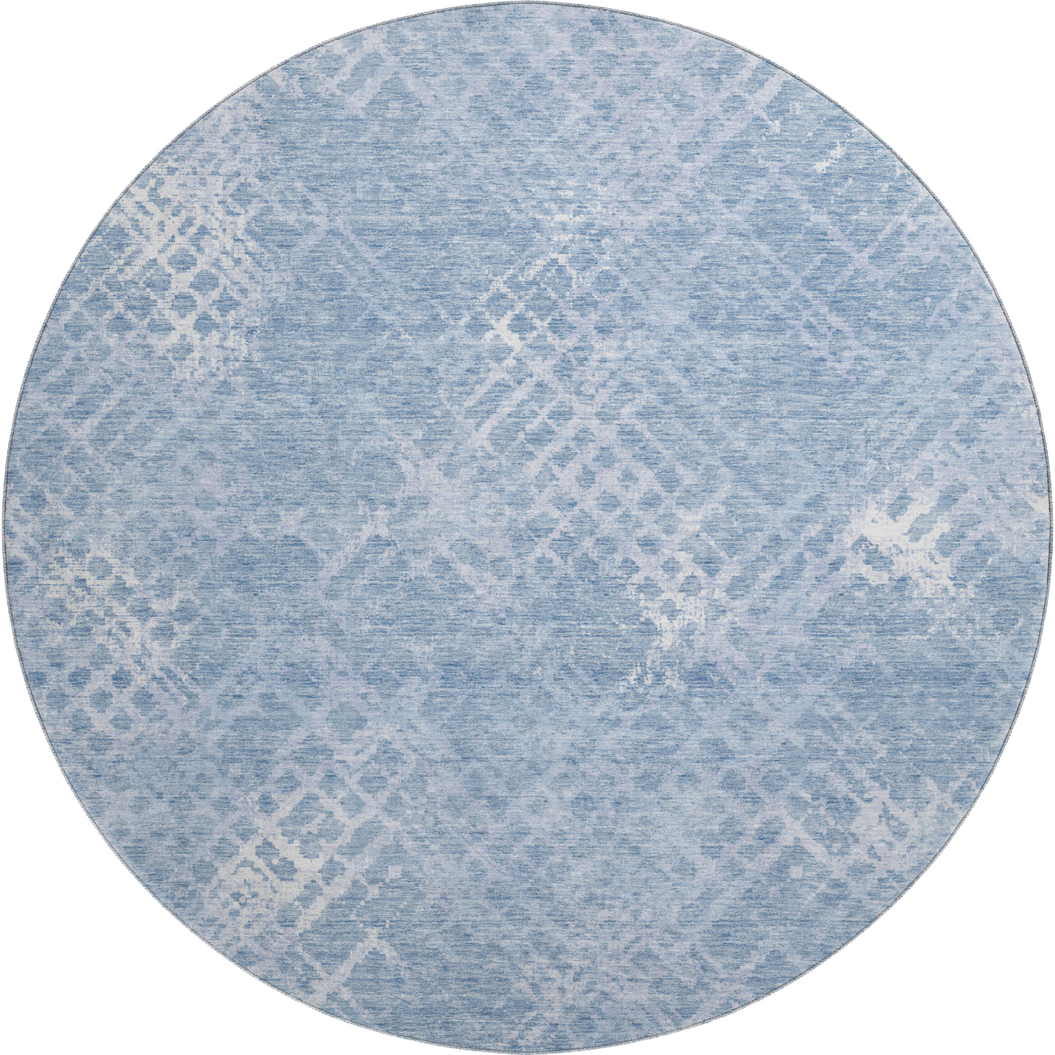 Tallinn Machine Washable Transitional Sky Blue Rug 8' x 8' #shape_Round