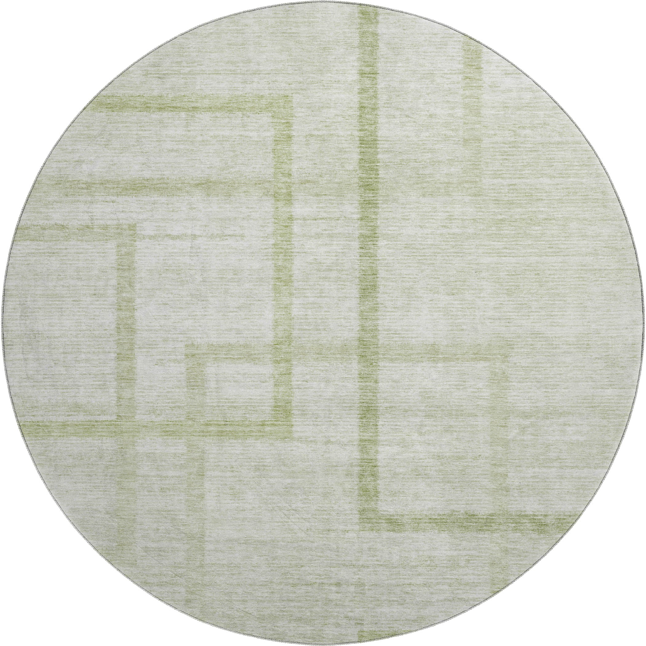 Montevideo Machine Washable Transitional Aloe Green Rug 8' x 8' #shape_Round