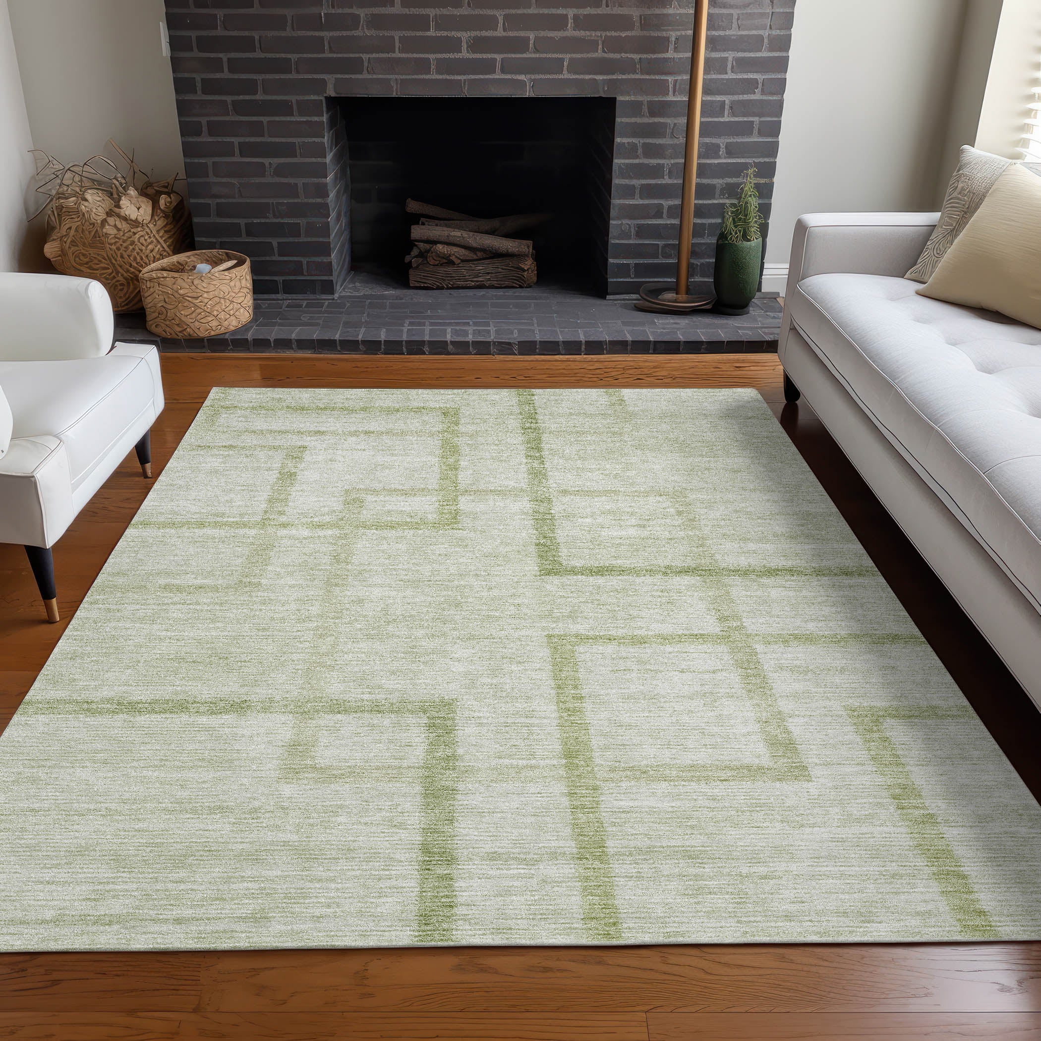 Montevideo Machine Washable Transitional Aloe Green Rug 2'6" x 3'10" #shape_Rectangle
