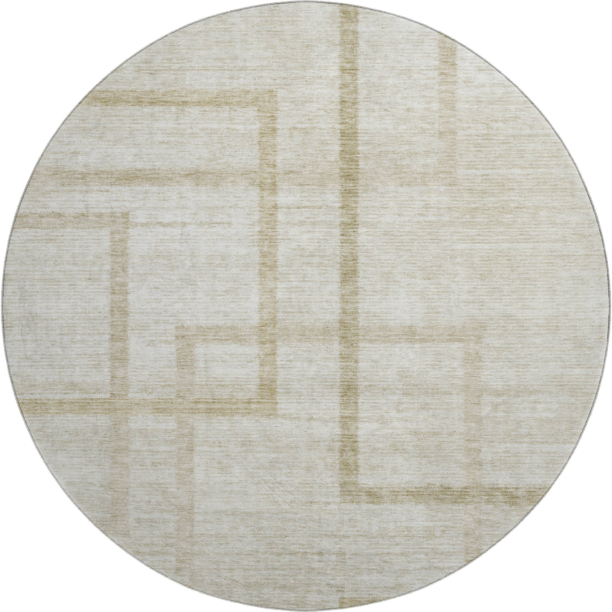 Montevideo Machine Washable Transitional Beige Brown Rug 8' x 8' #shape_Round