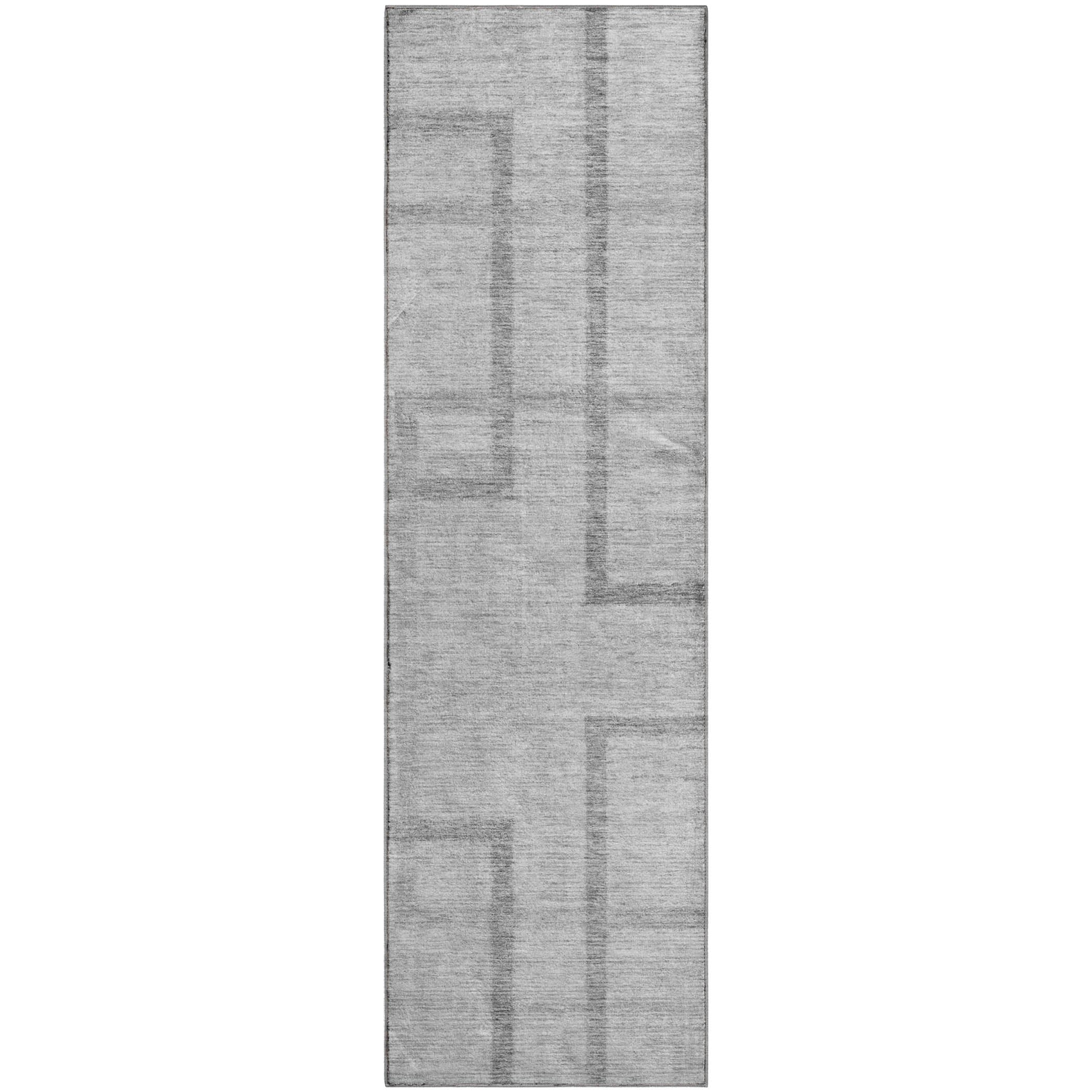 Montevideo Machine Washable Transitional Gray Rug 2'3" x 7'6" #shape_Runner