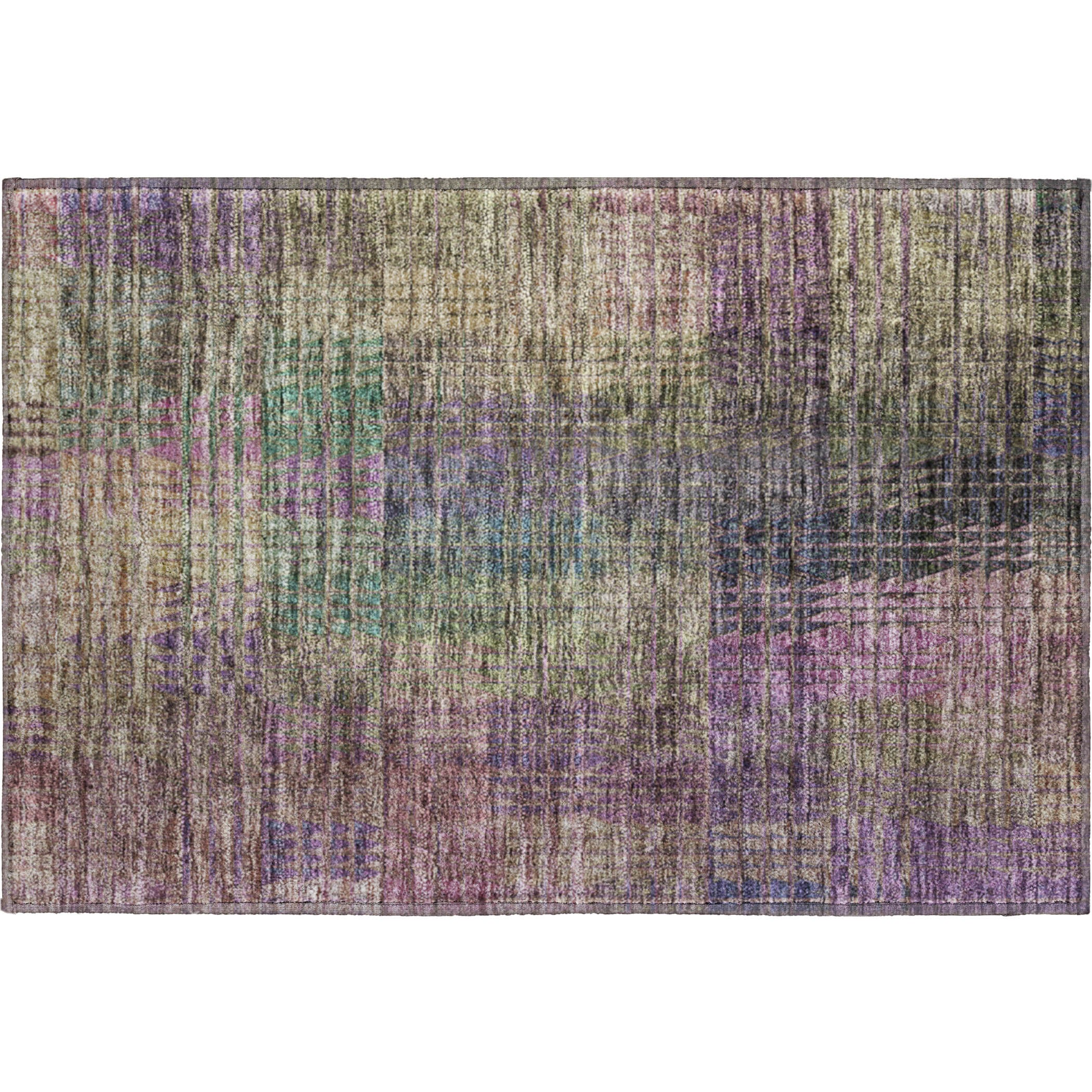 Rome Machine Washable Transitional Plum Purple Rug 1'8" x 2'6" #shape_Rectangle