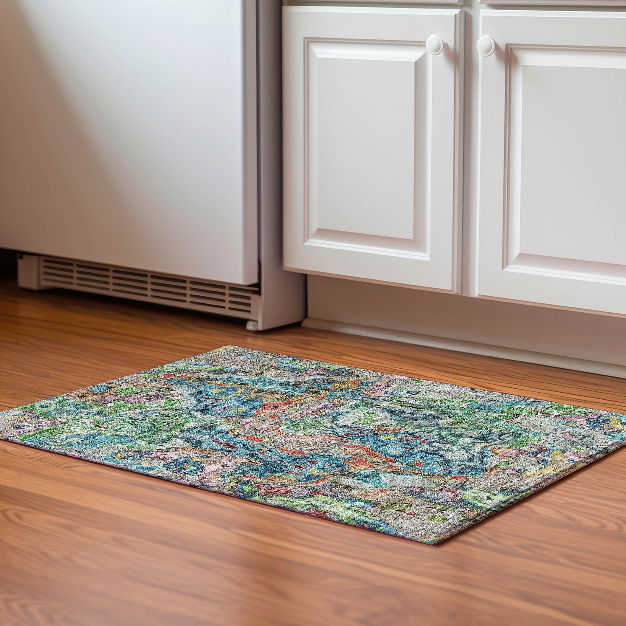 Seoul Machine Washable Transitional Blue Rug 1'8" x 2'6" #shape_Rectangle