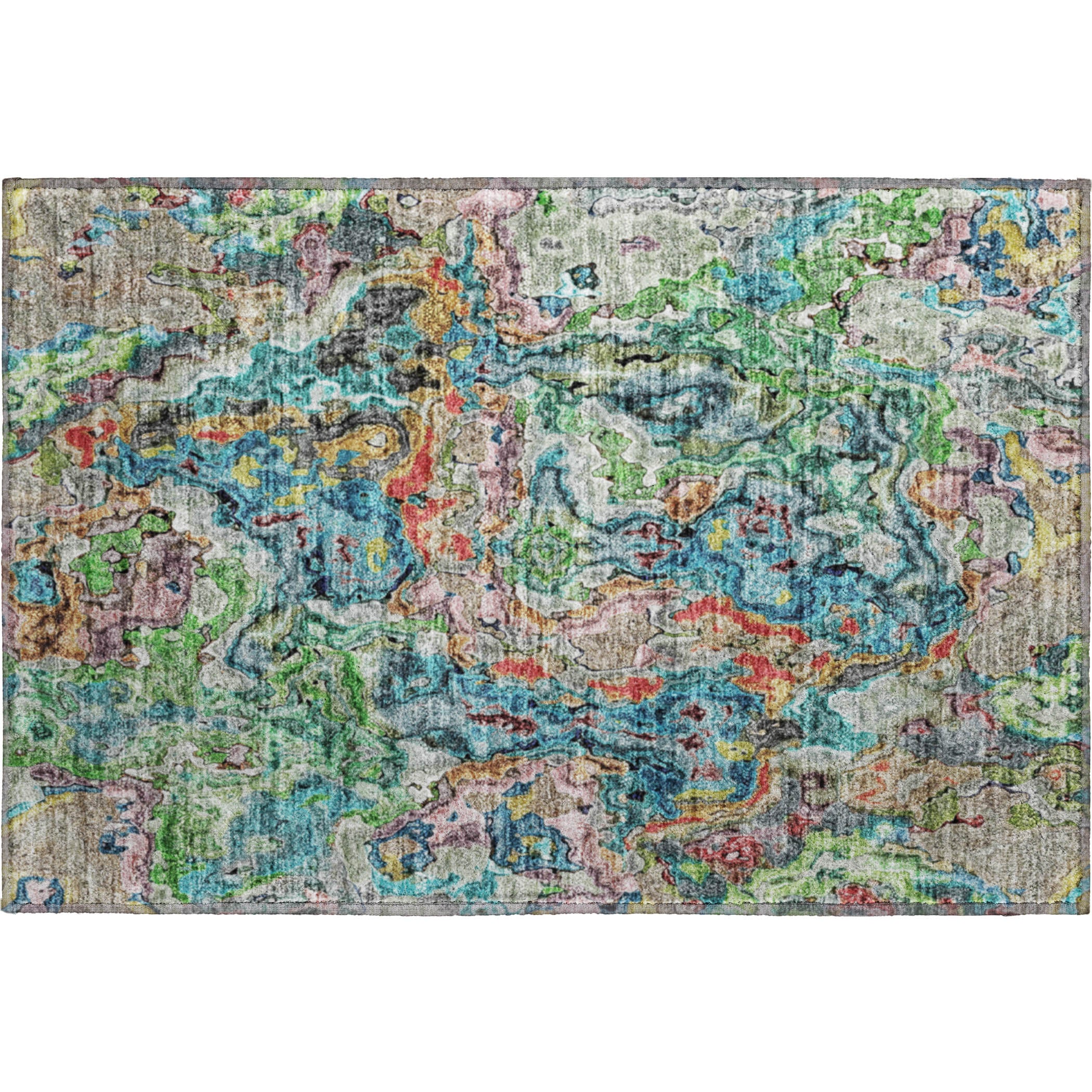Seoul Machine Washable Transitional Blue Rug 1'8" x 2'6" #shape_Rectangle