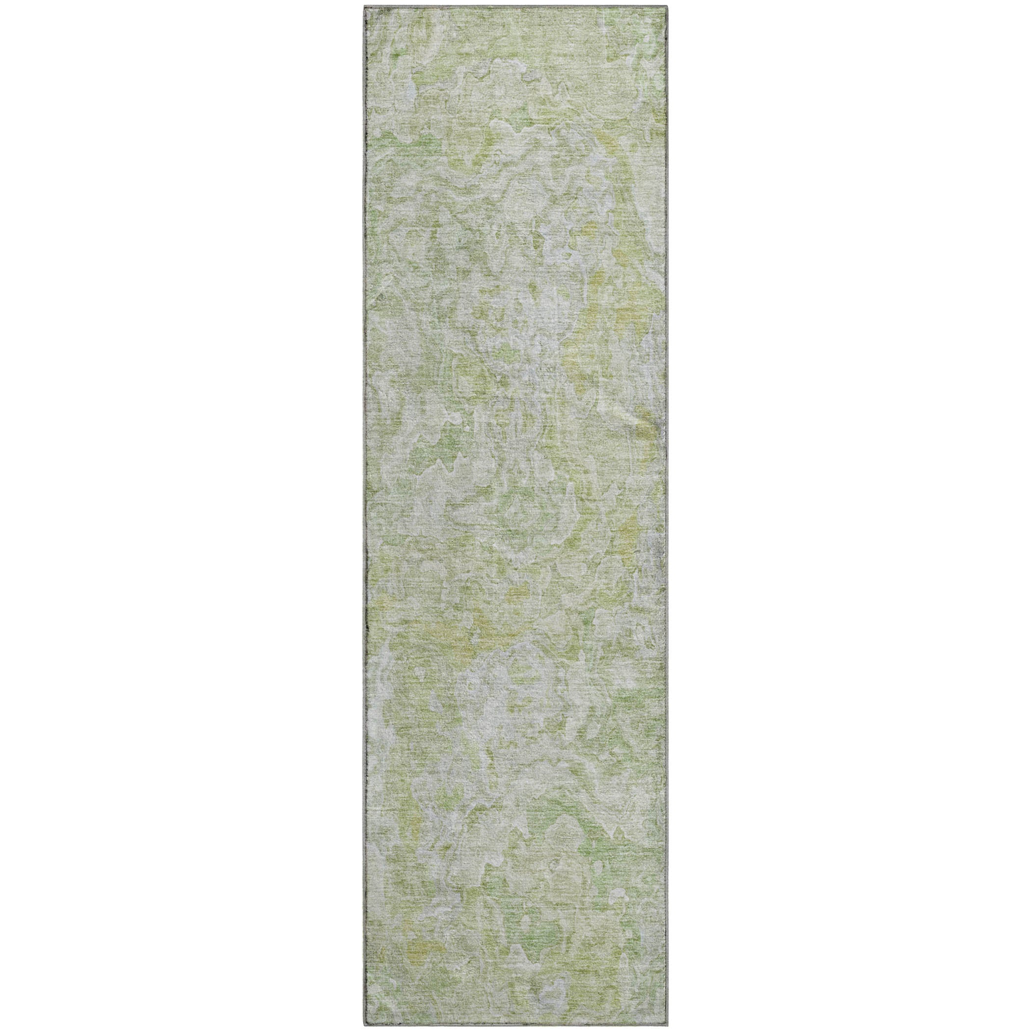 Seoul Machine Washable Transitional Green Rug 2'3" x 7'6" #shape_Runner
