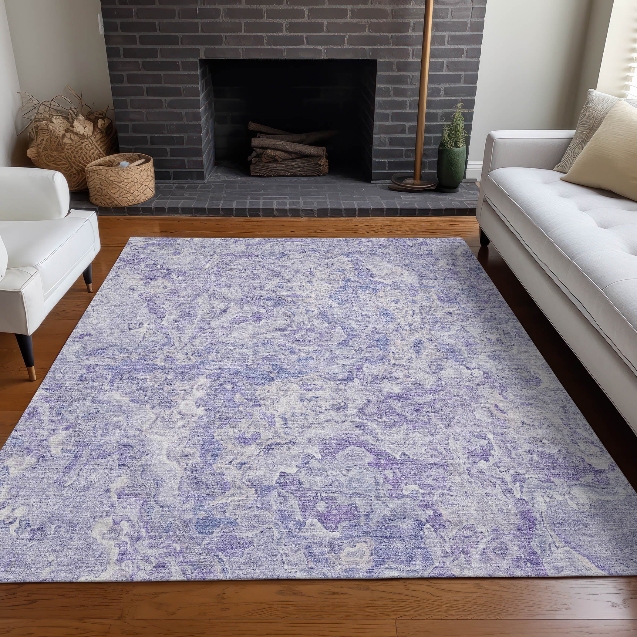 Seoul Machine Washable Transitional Plum Purple Rug 2'6" x 3'10" #shape_Rectangle