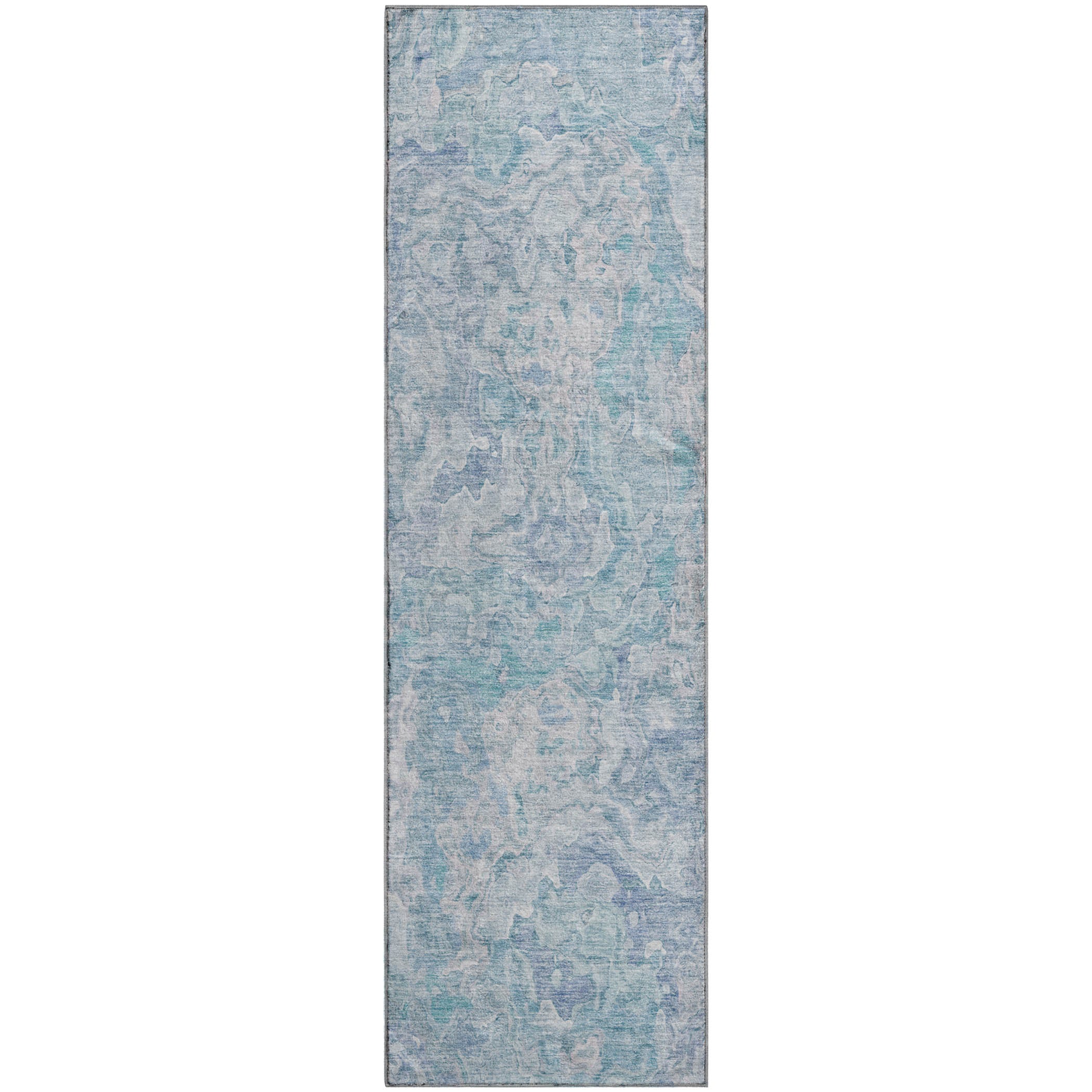 Seoul Machine Washable Transitional Sky Blue Rug 2'3" x 7'6" #shape_Runner