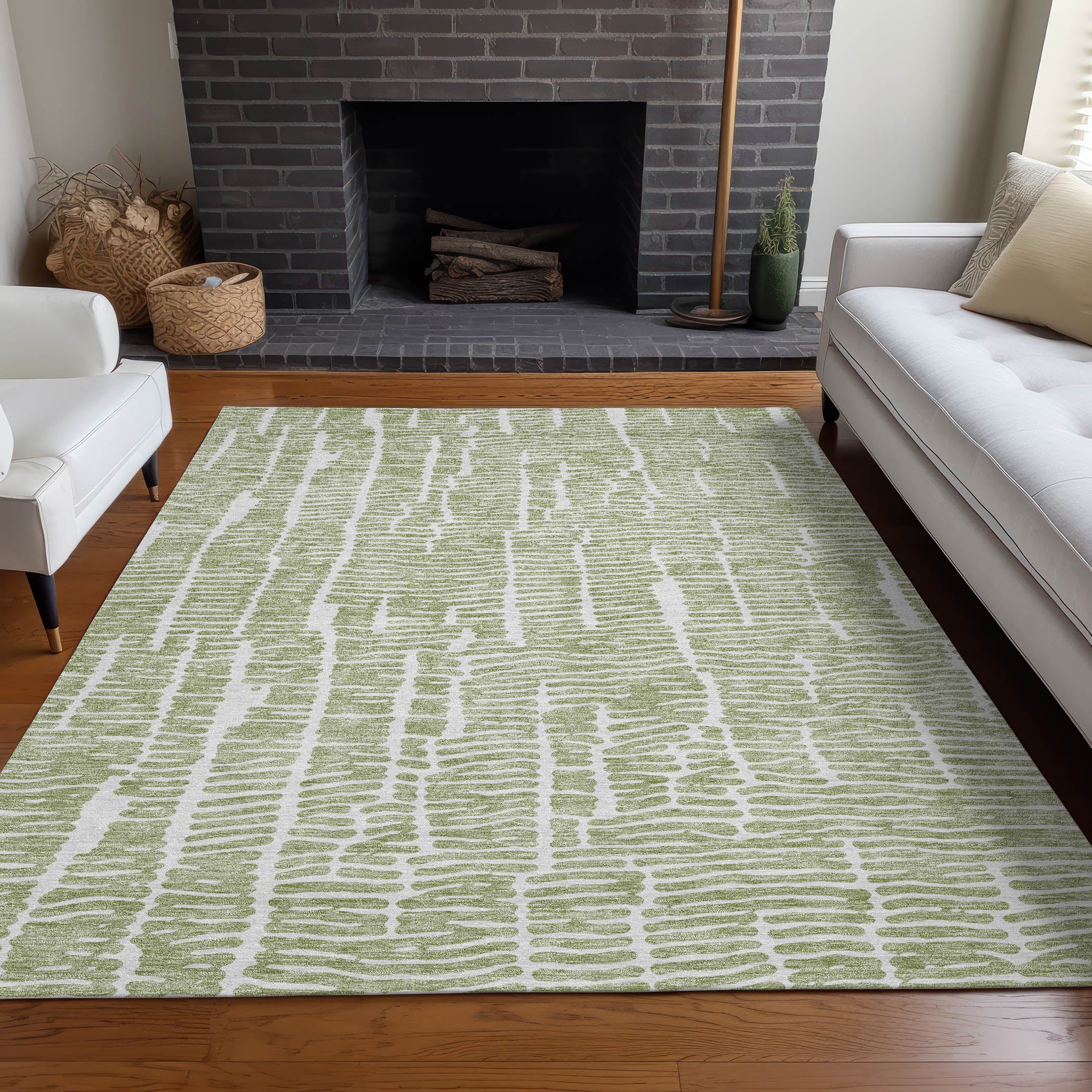 Lima Machine Washable Transitional Aloe Green Rug 2'6" x 3'10" #shape_Rectangle
