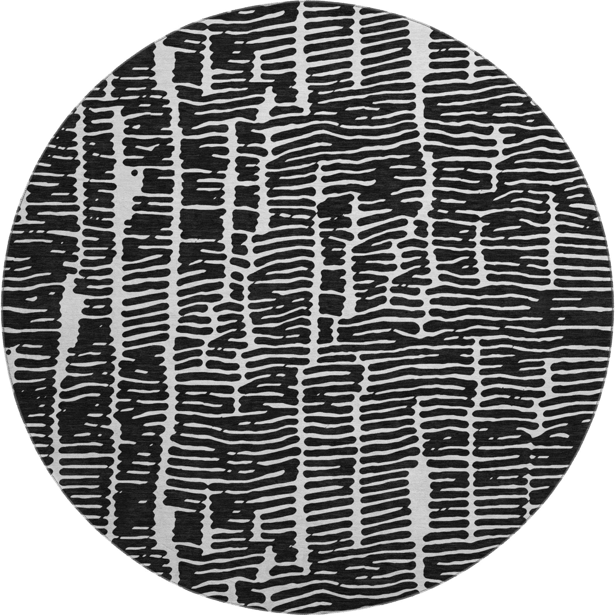 Lima Machine Washable Transitional Black Rug 8' x 8' #shape_Round
