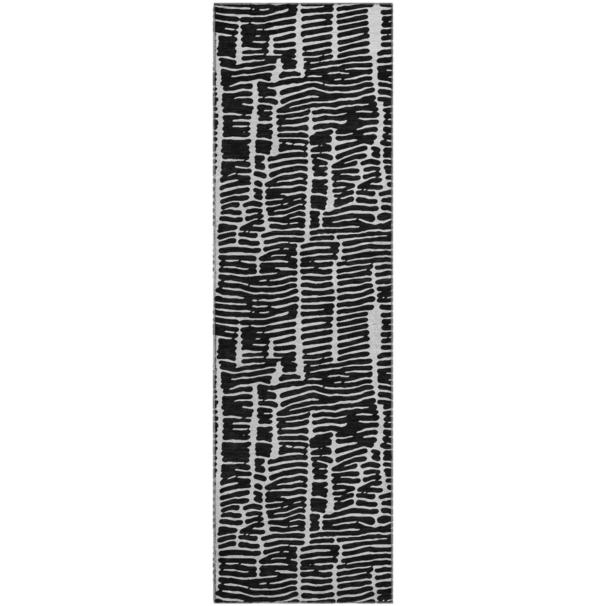 Lima Machine Washable Transitional Black Rug 2'3" x 7'6" #shape_Runner
