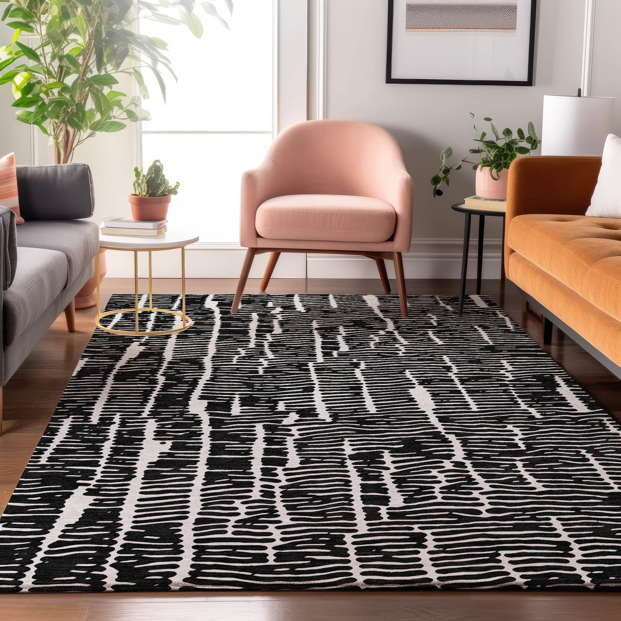 Lima Machine Washable Transitional Black Rug 2'6" x 3'10" #shape_Rectangle