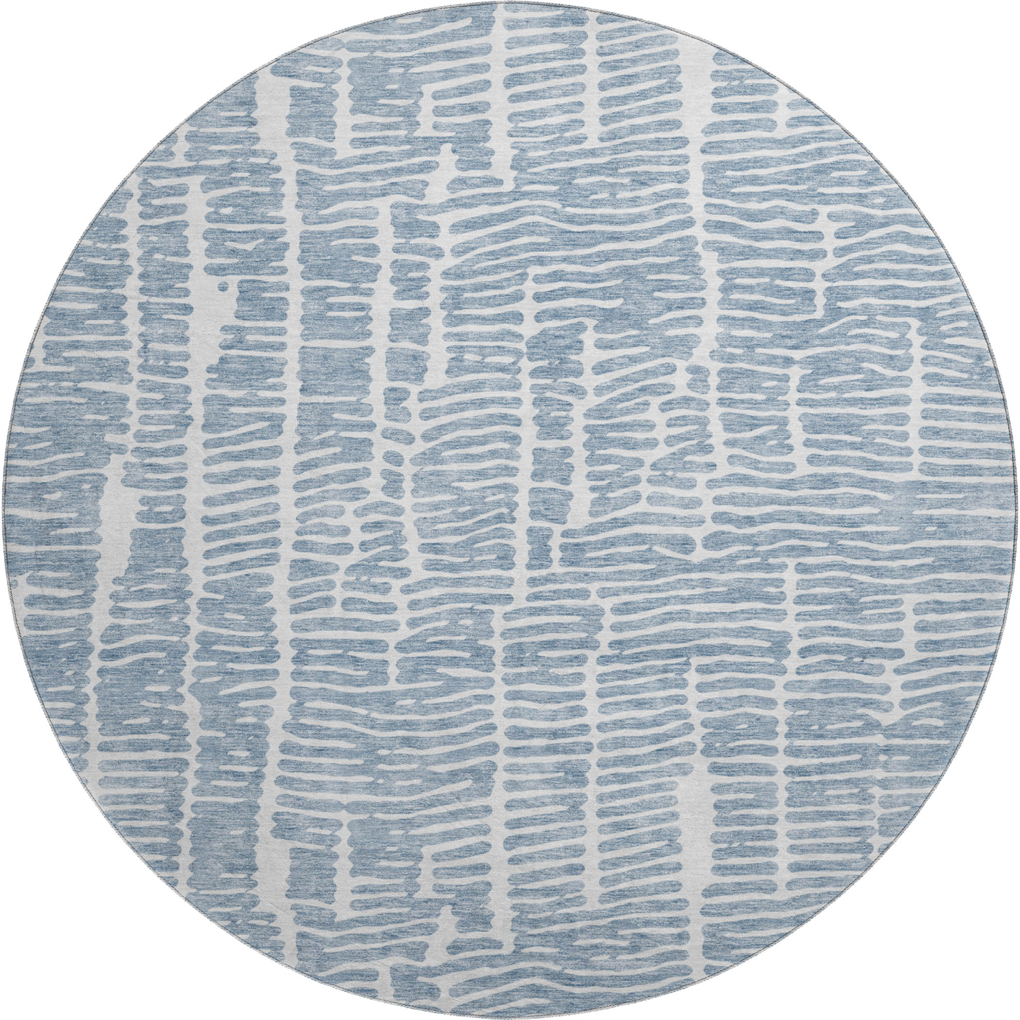 Lima Machine Washable Transitional Blue Rug 8' x 8' #shape_Round