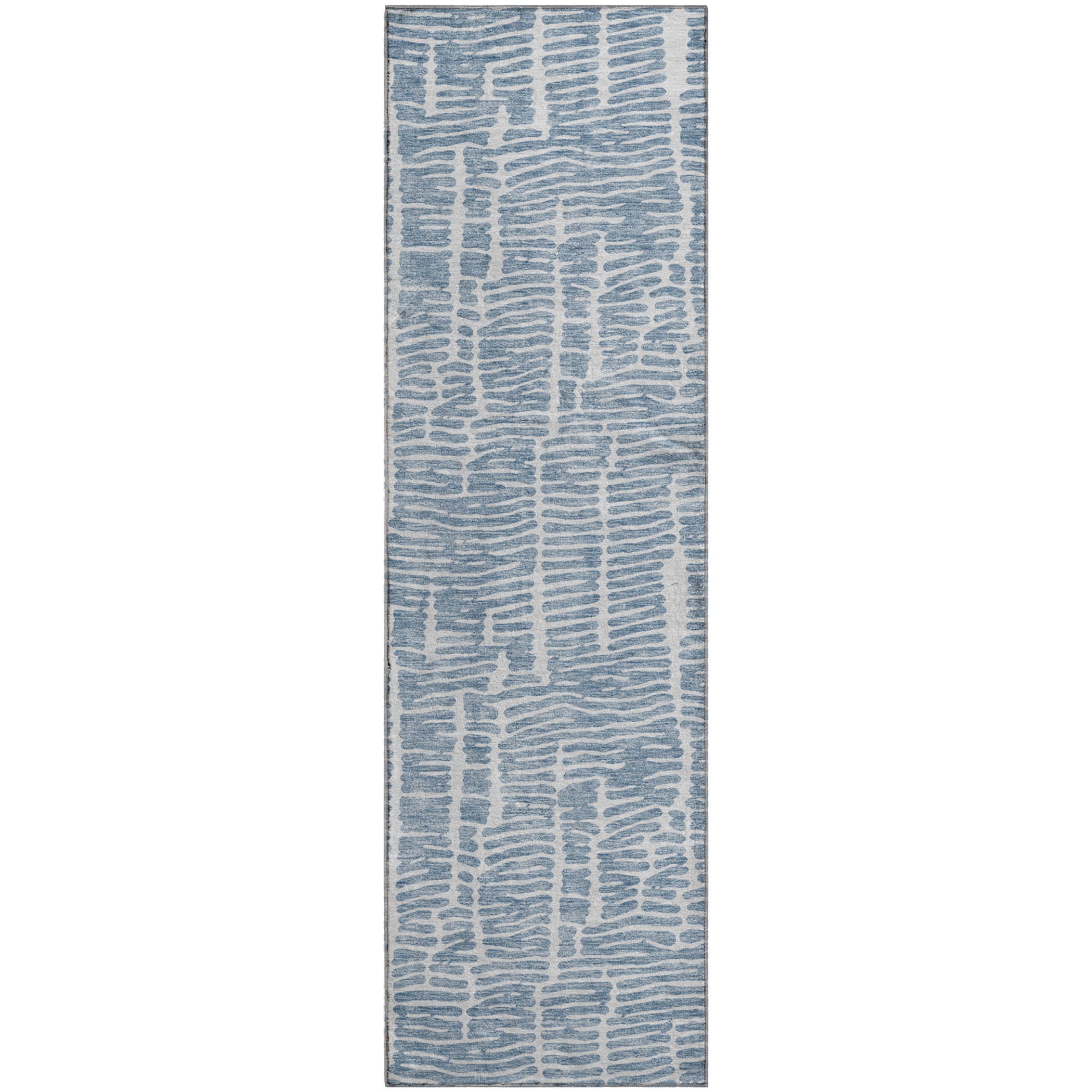 Lima Machine Washable Transitional Blue Rug 2'3" x 7'6" #shape_Runner