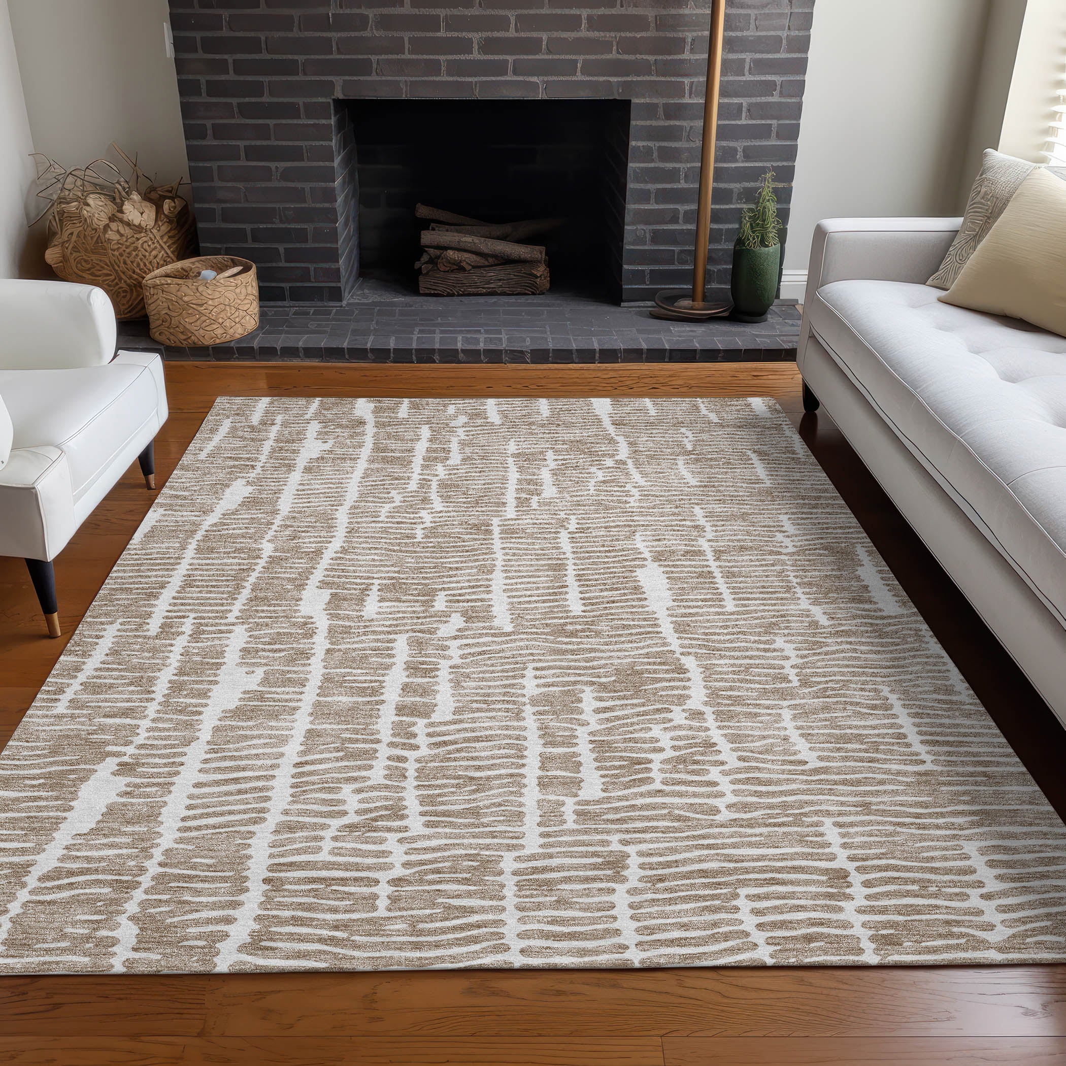 Lima Machine Washable Transitional Brown Rug 2'6" x 3'10" #shape_Rectangle