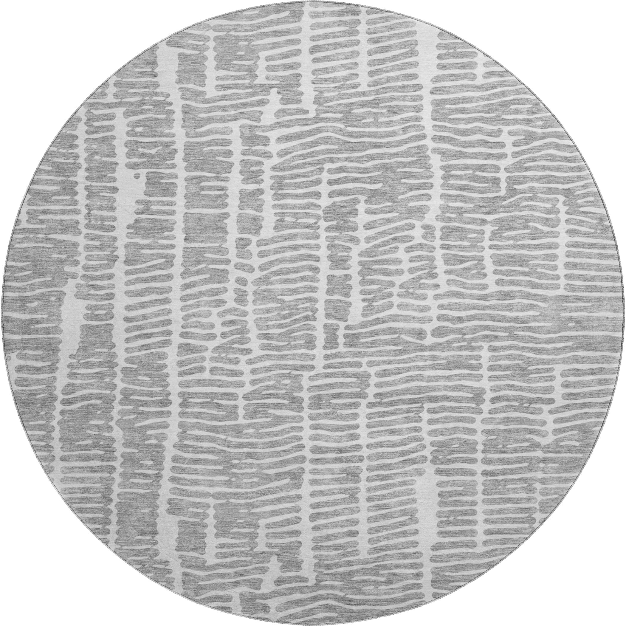 Lima Machine Washable Transitional Gray Rug 8' x 8' #shape_Round