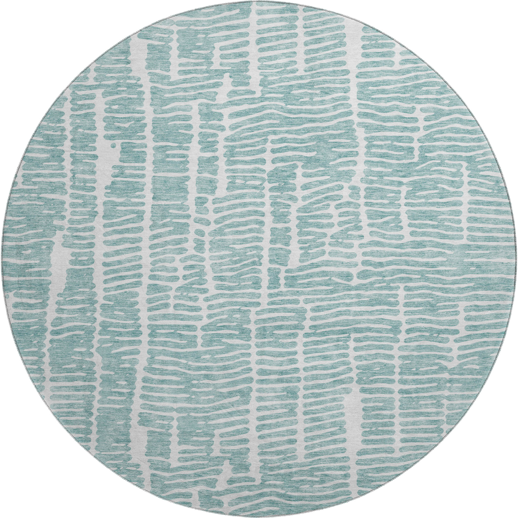 Lima Machine Washable Transitional Teal Rug 8' x 8' #shape_Round