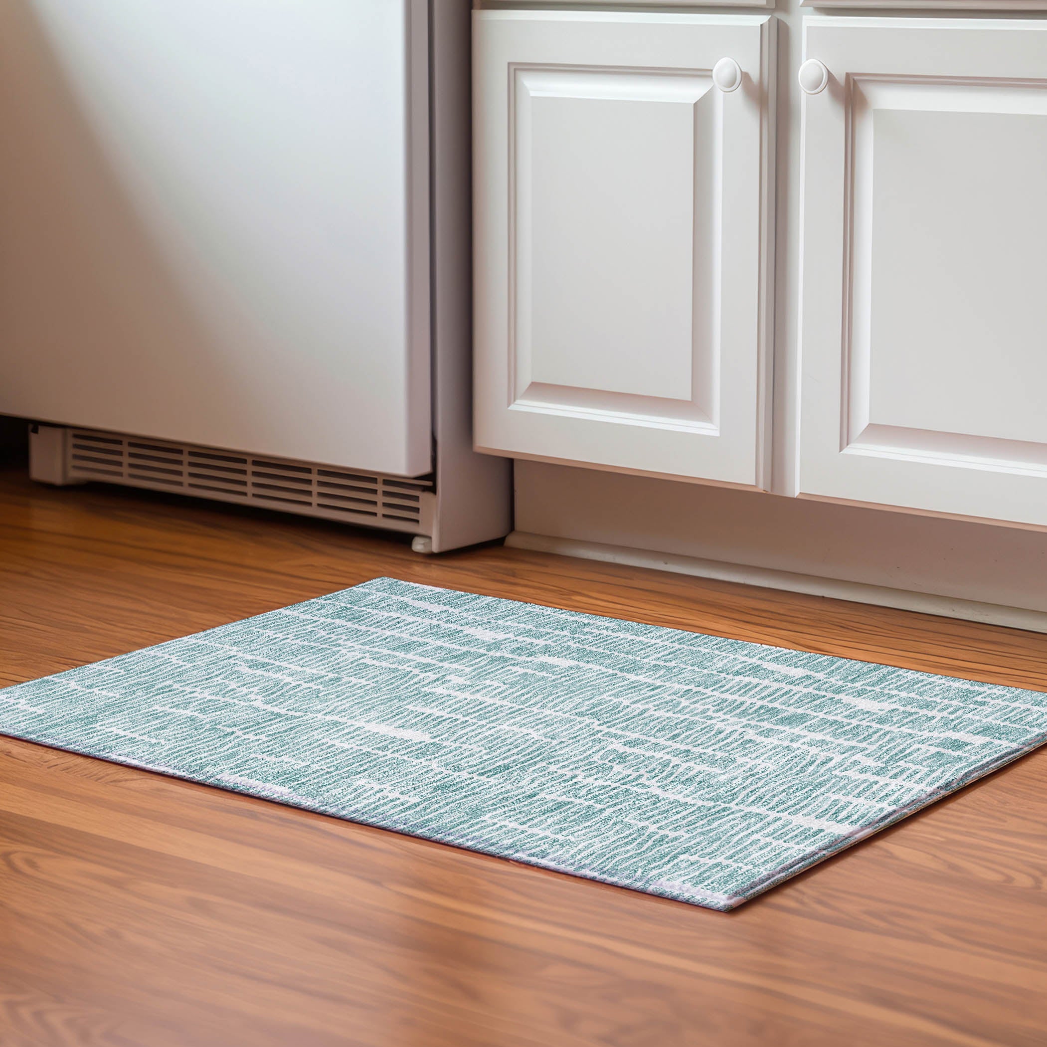 Lima Machine Washable Transitional Teal Rug 1'8" x 2'6" #shape_Rectangle
