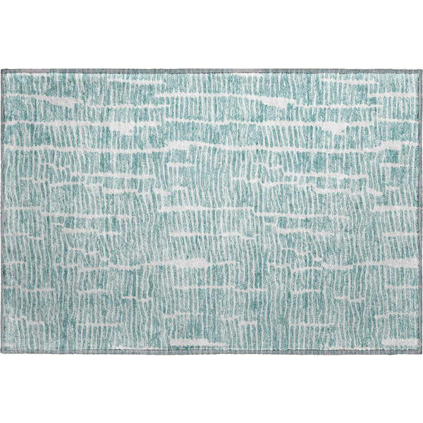 Lima Machine Washable Transitional Teal Rug 1'8" x 2'6"