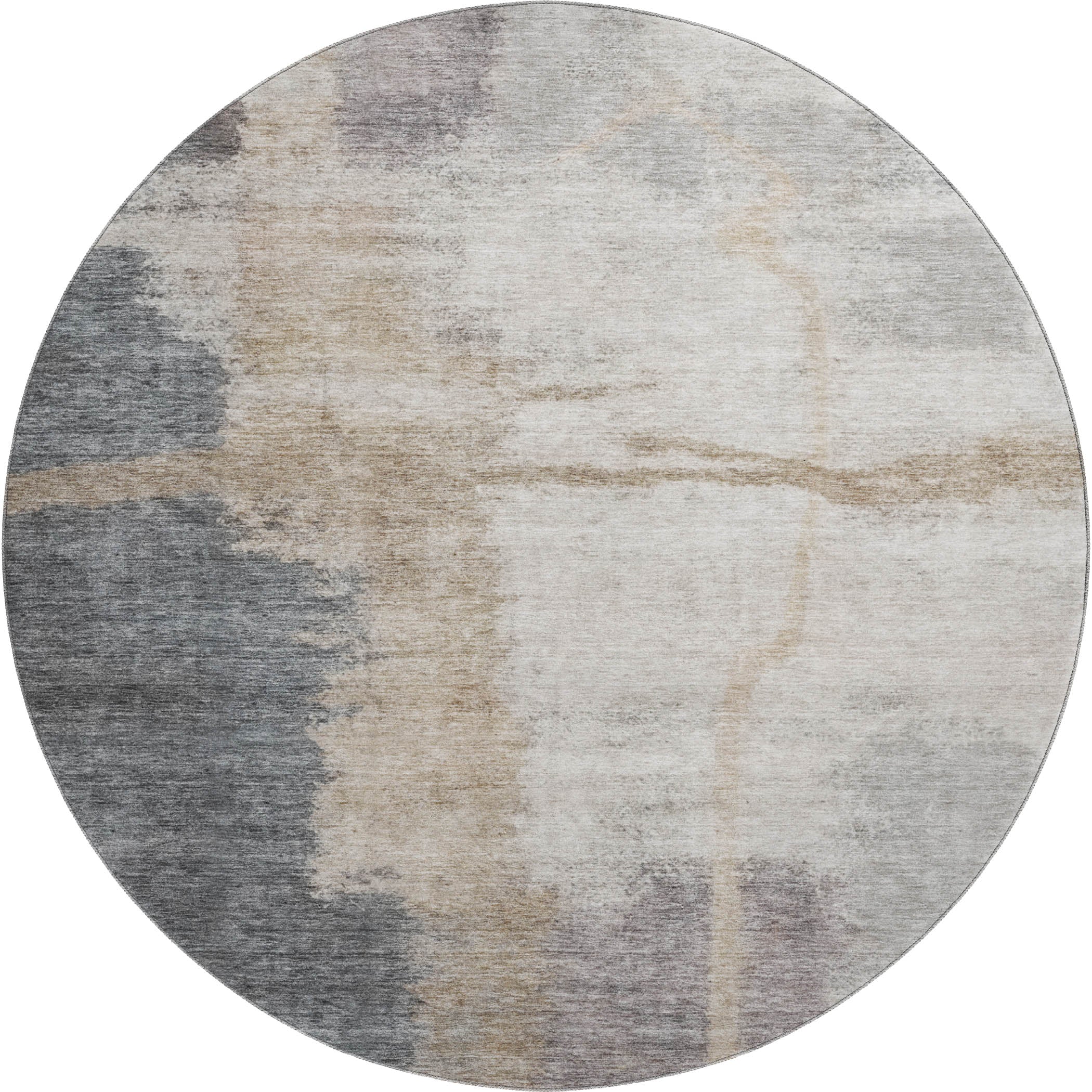 Florence Machine Washable Transitional Gray Rug 8' x 8' #shape_Round