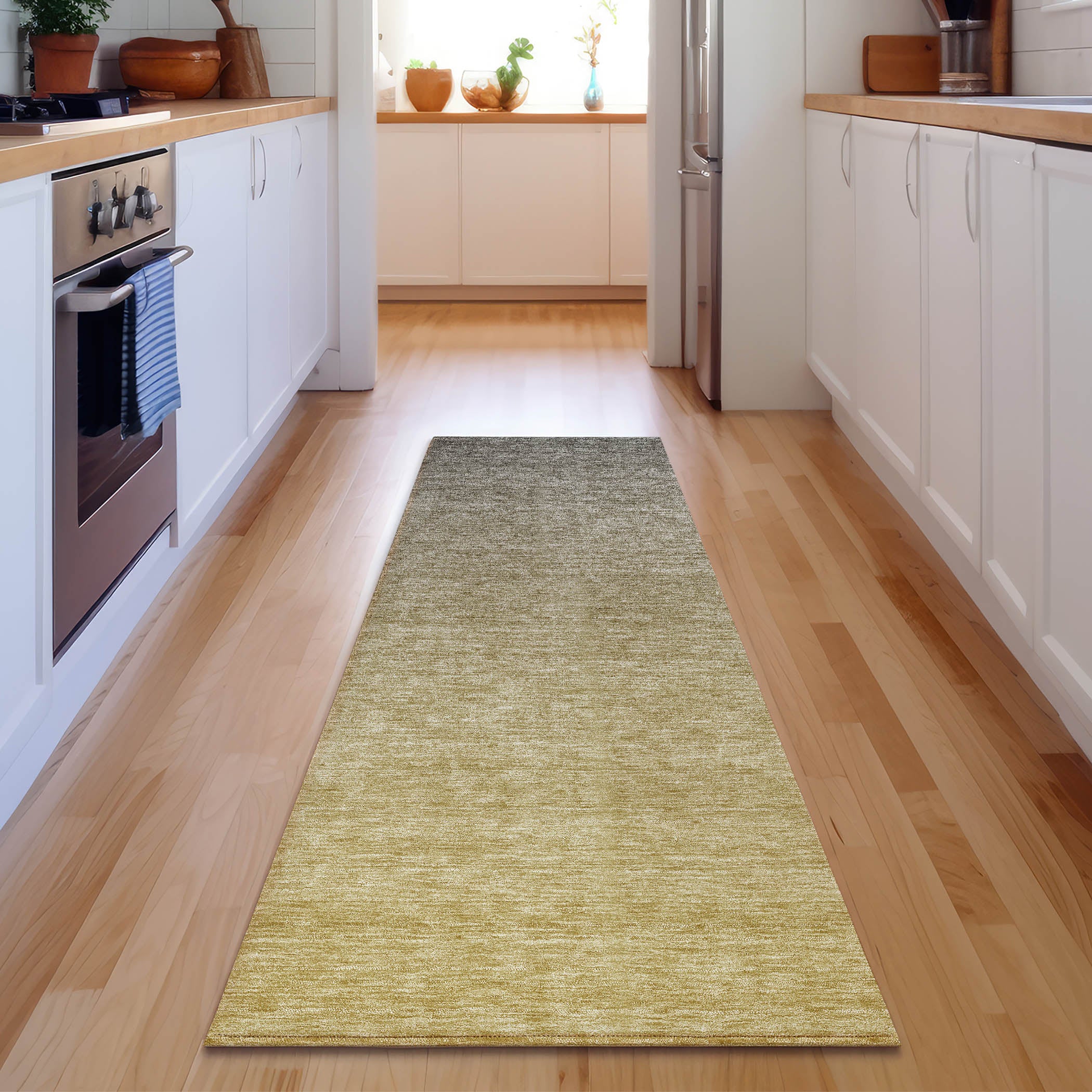 Tallinn Machine Washable Transitional Gold Rug 2'3" x 7'6" #shape_Runner