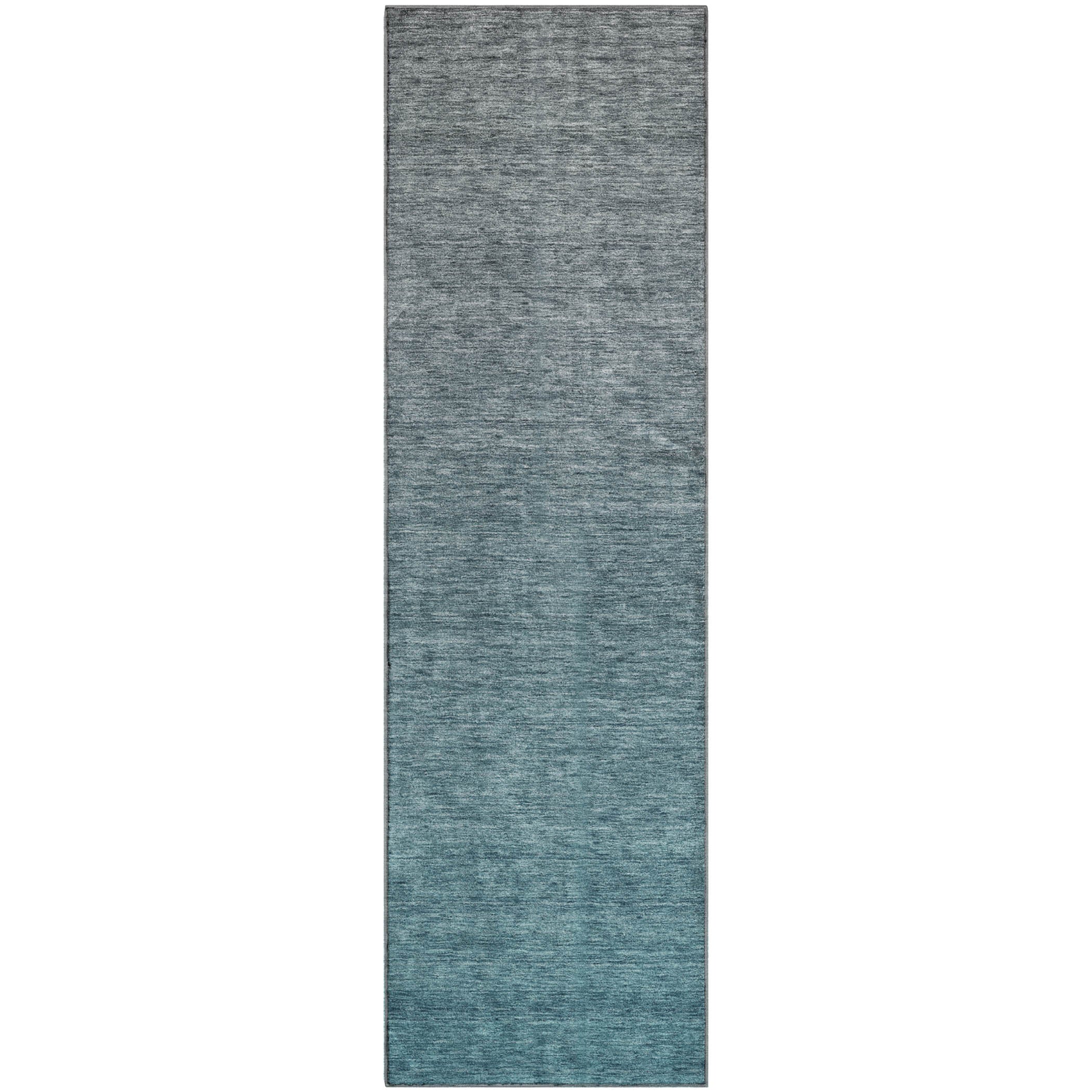 Tallinn Machine Washable Transitional Teal Rug 2'3" x 7'6" #shape_Runner