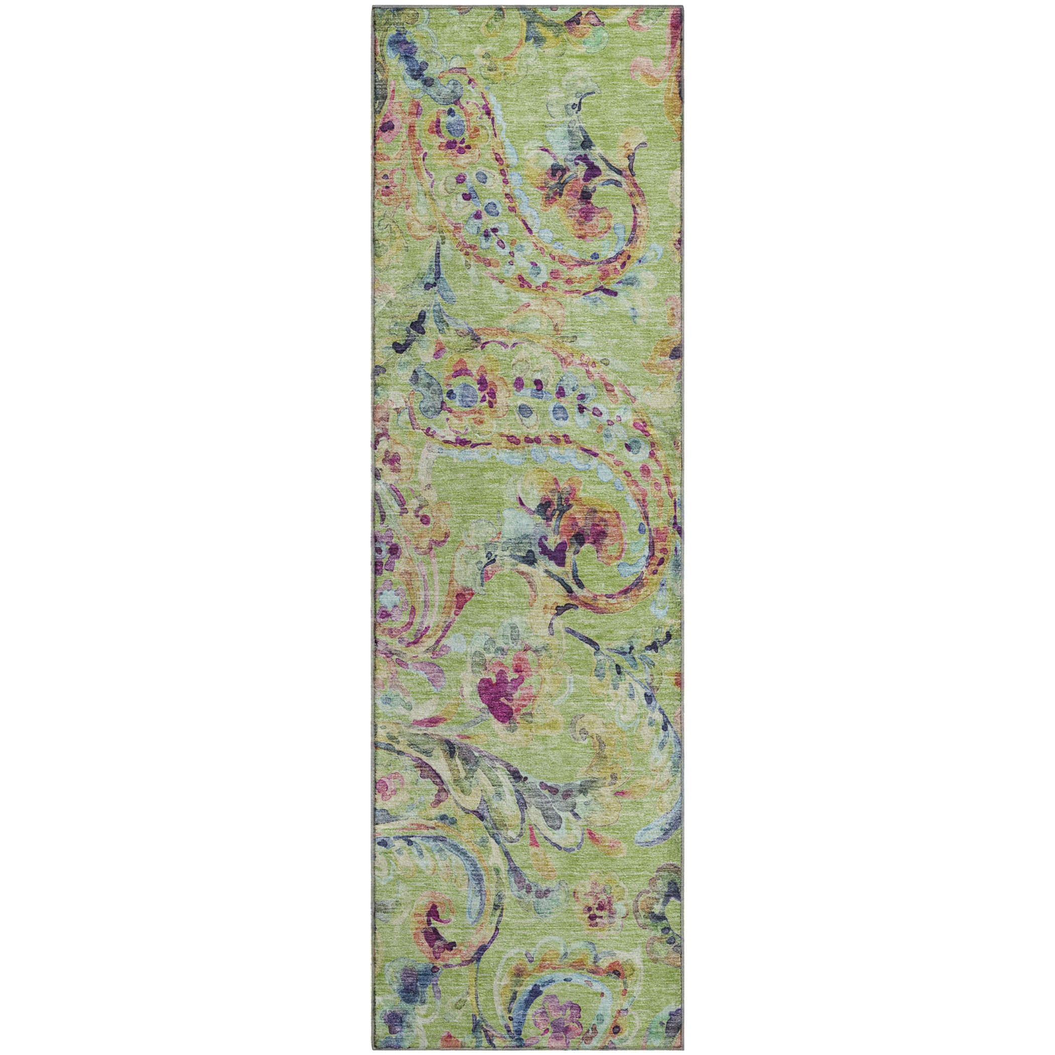 Chiang Mai Machine Washable Transitional Aloe Green Rug 2'3" x 7'6" #shape_Runner