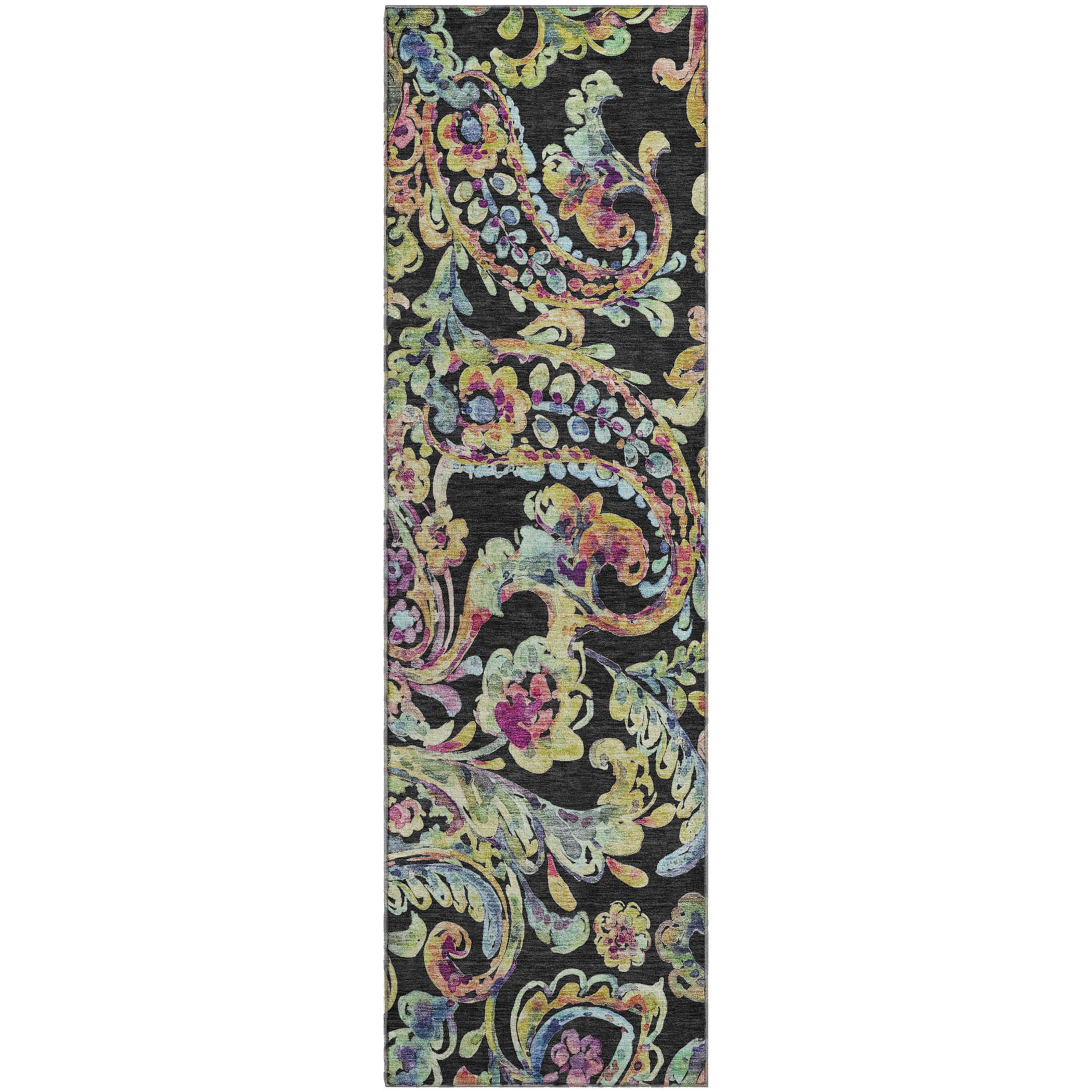 Chiang Mai Machine Washable Transitional Black Rug 2'3" x 7'6" #shape_Runner