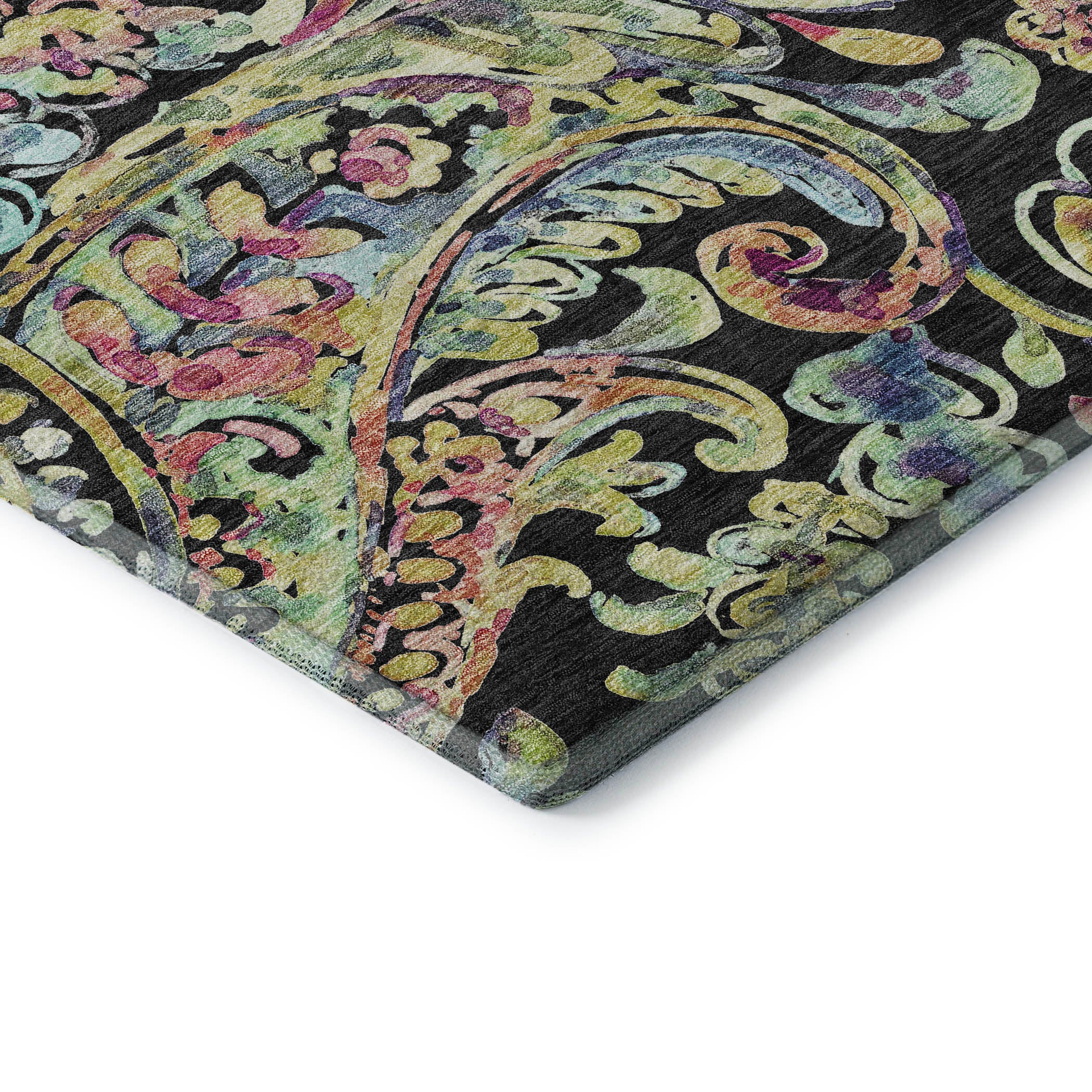 Chiang Mai Machine Washable Transitional Black Rug 1'8" x 2'6" #shape_Rectangle