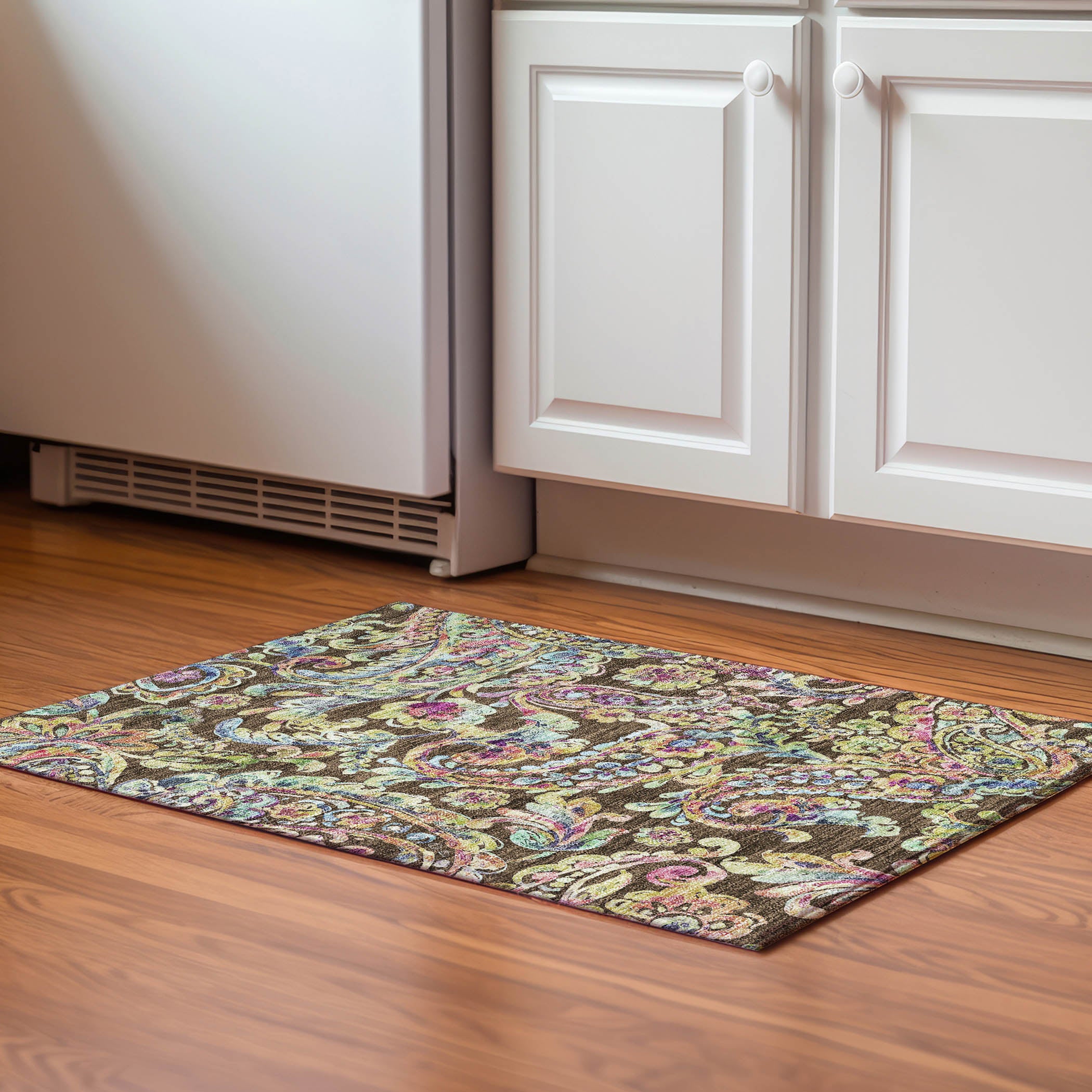 Chiang Mai Machine Washable Transitional Chocolate Brown Rug 1'8" x 2'6" #shape_Rectangle