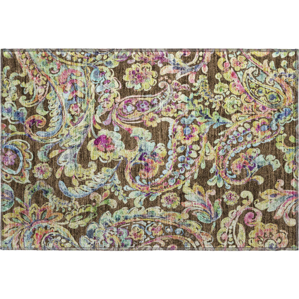 Chiang Mai Machine Washable Transitional Chocolate Brown Rug 1'8" x 2'6"