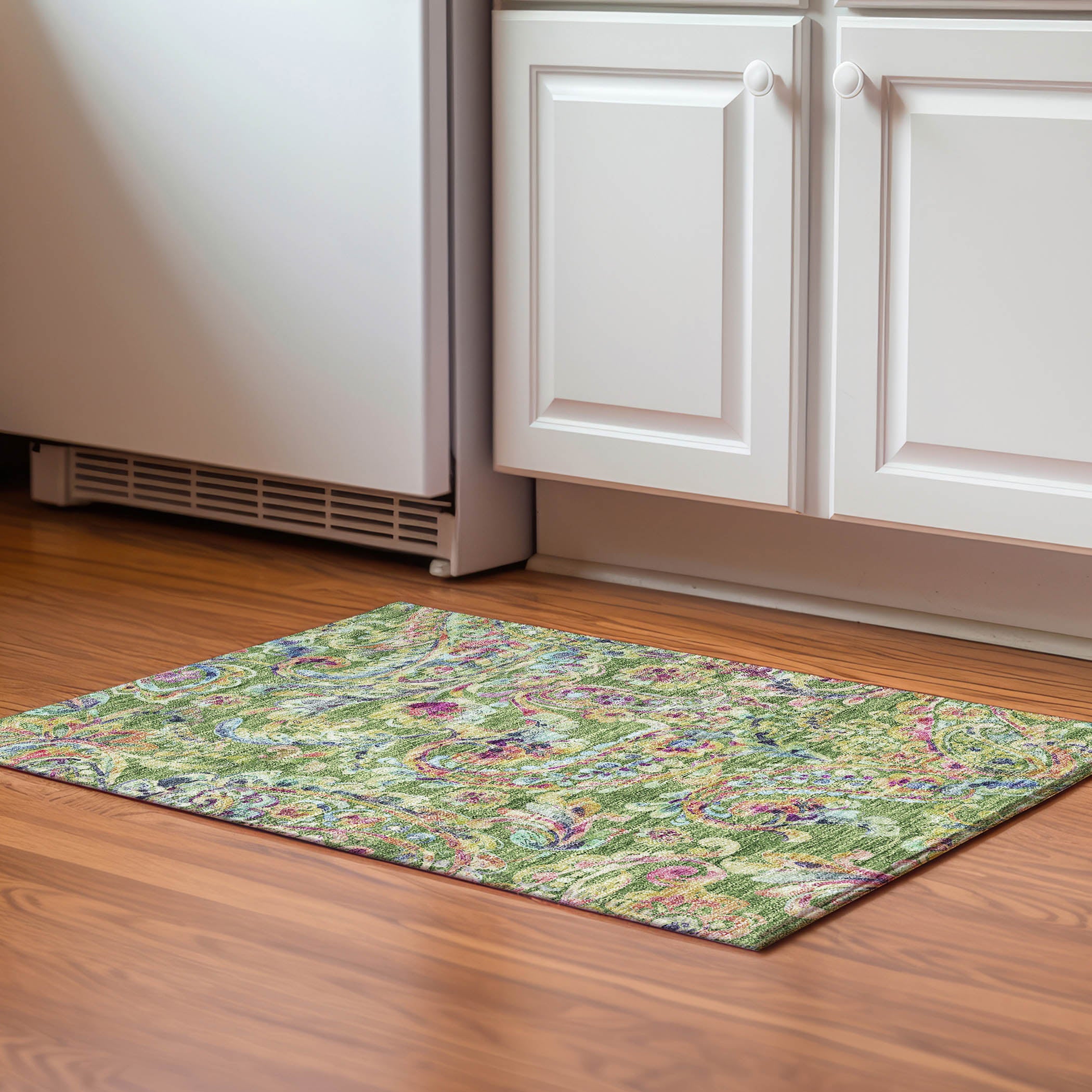 Chiang Mai Machine Washable Transitional Fern Green Rug 1'8" x 2'6" #shape_Rectangle