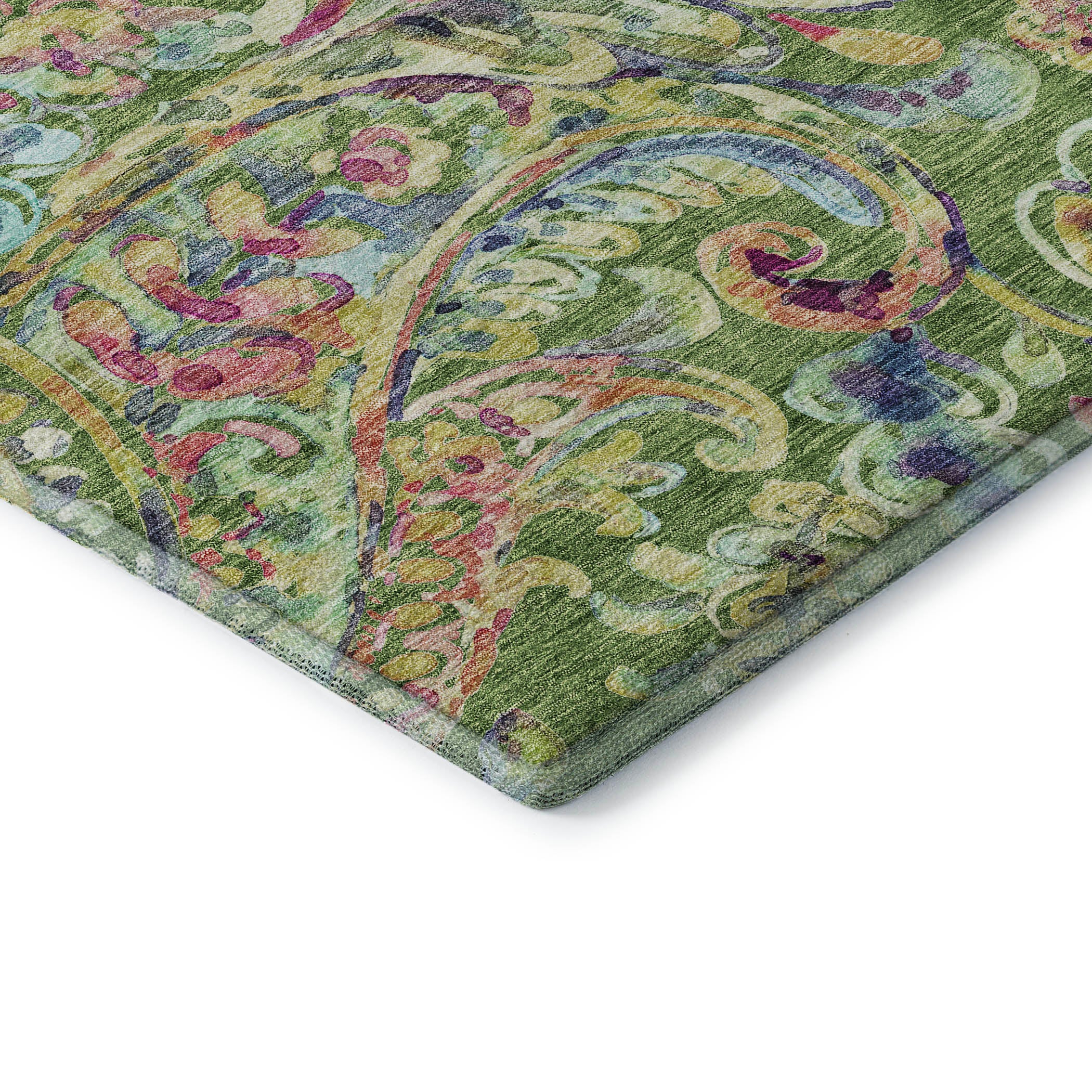 Chiang Mai Machine Washable Transitional Fern Green Rug 1'8" x 2'6" #shape_Rectangle