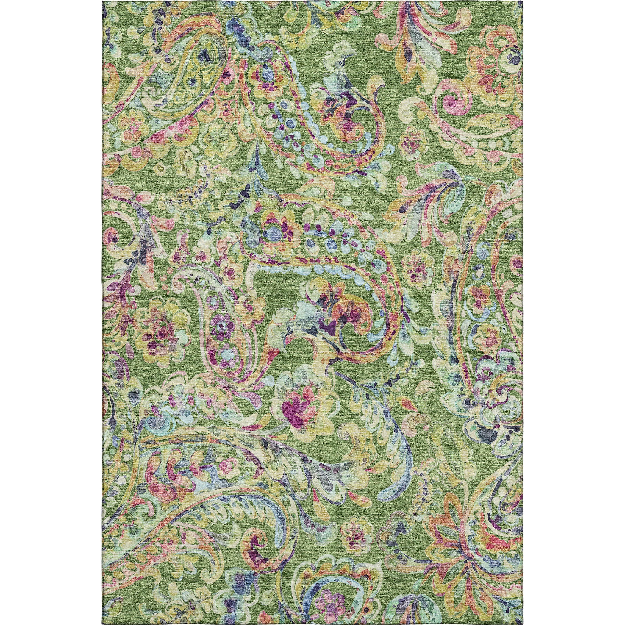 Chiang Mai Machine Washable Transitional Fern Green Rug 2'6" x 3'10" #shape_Rectangle