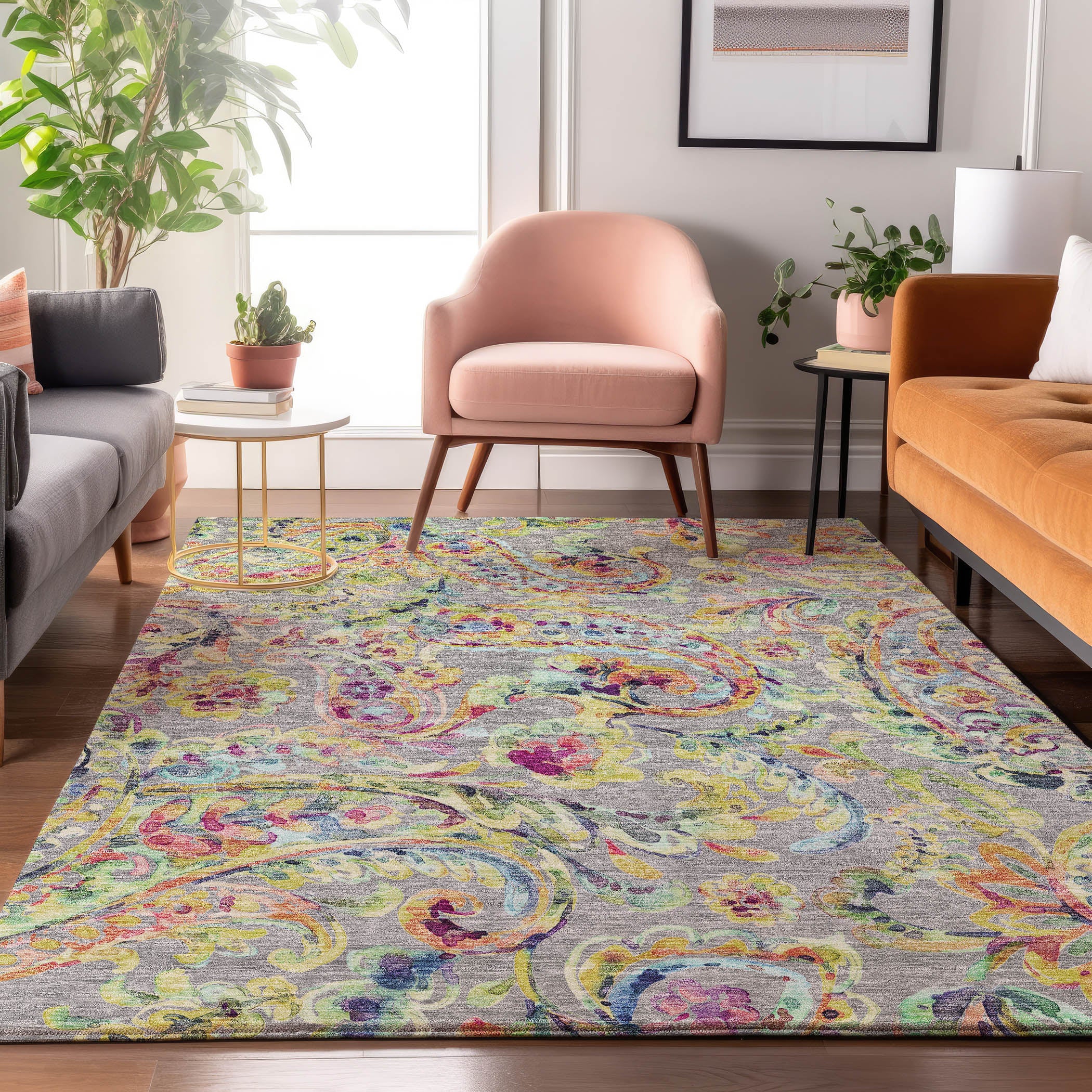 Chiang Mai Machine Washable Transitional Gray Rug 2'6" x 3'10" #shape_Rectangle